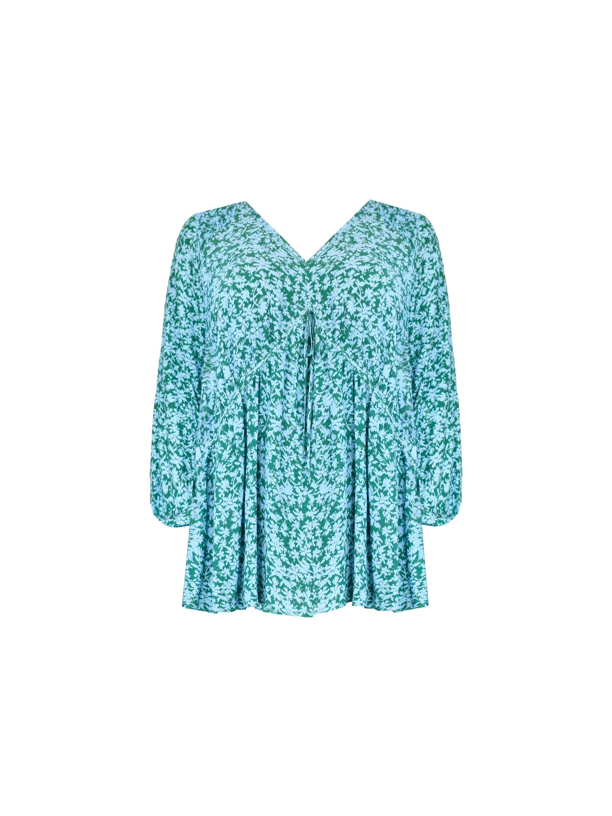Multi Ditsy Print Tie Neck Blouse - Image 5