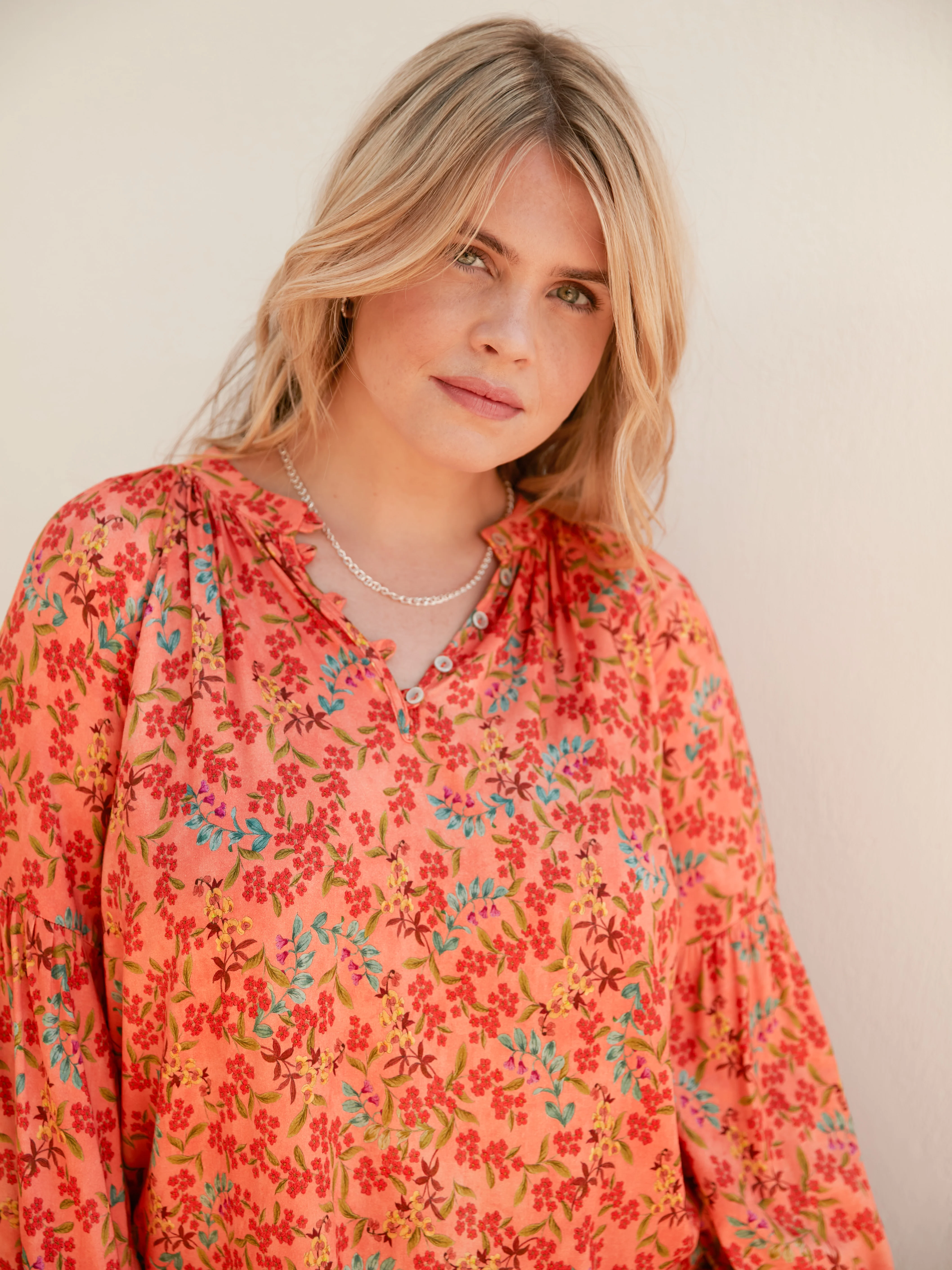 Multi Floral Nehru Collar Blouse - Image 4