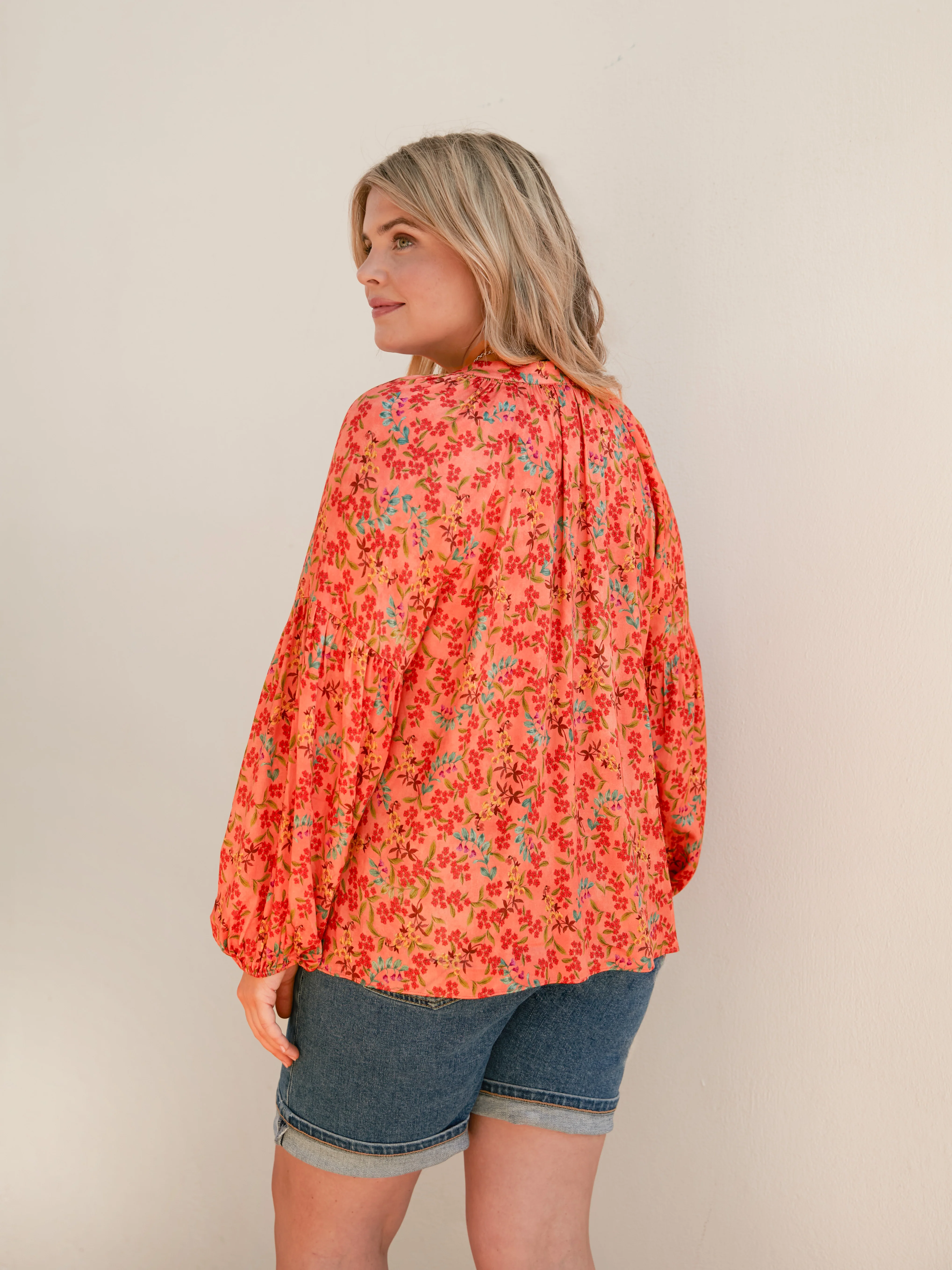 Multi Floral Nehru Collar Blouse - Image 5
