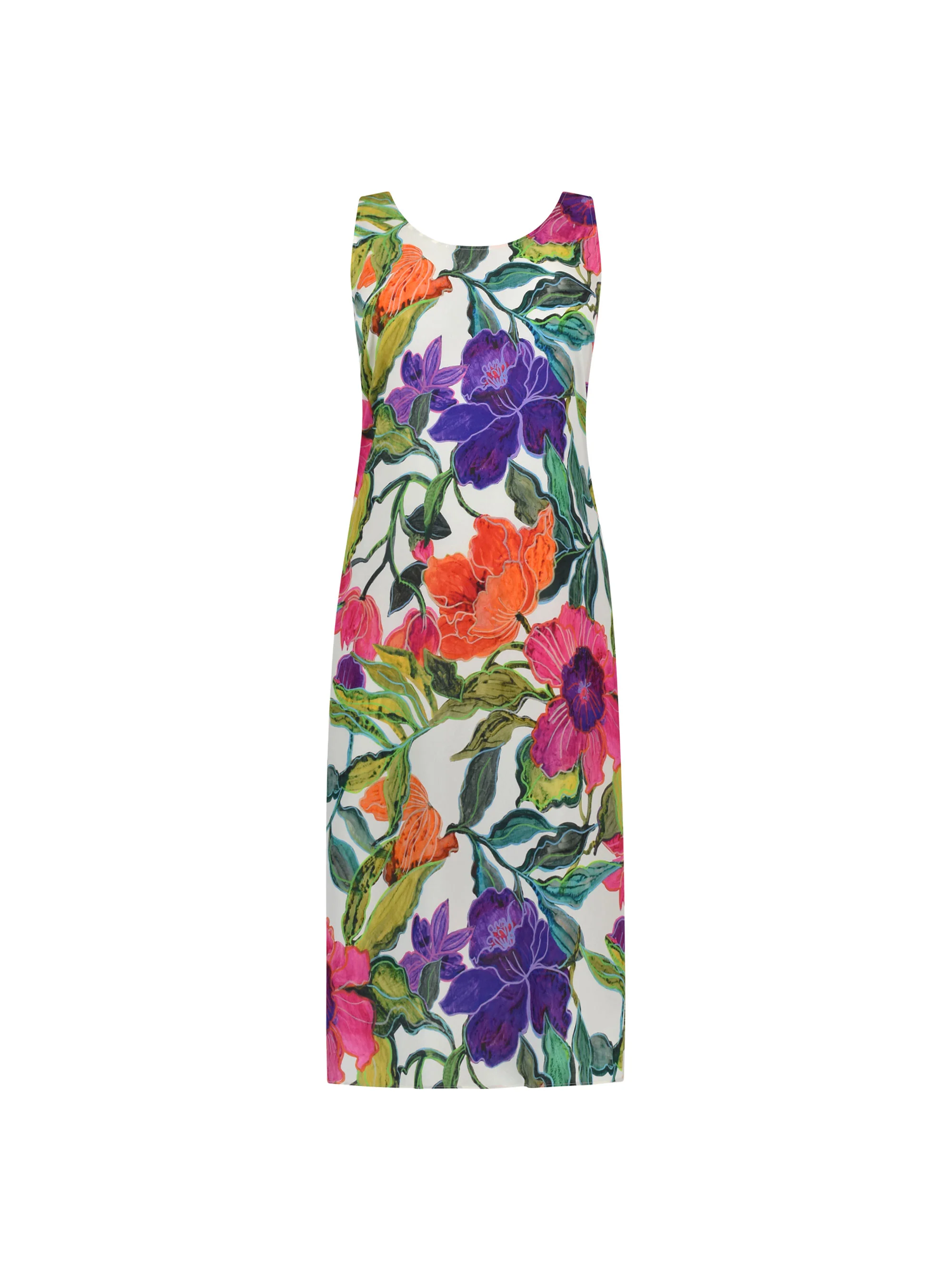 Multi Floral Print Hanky Hem Dress - Image 3