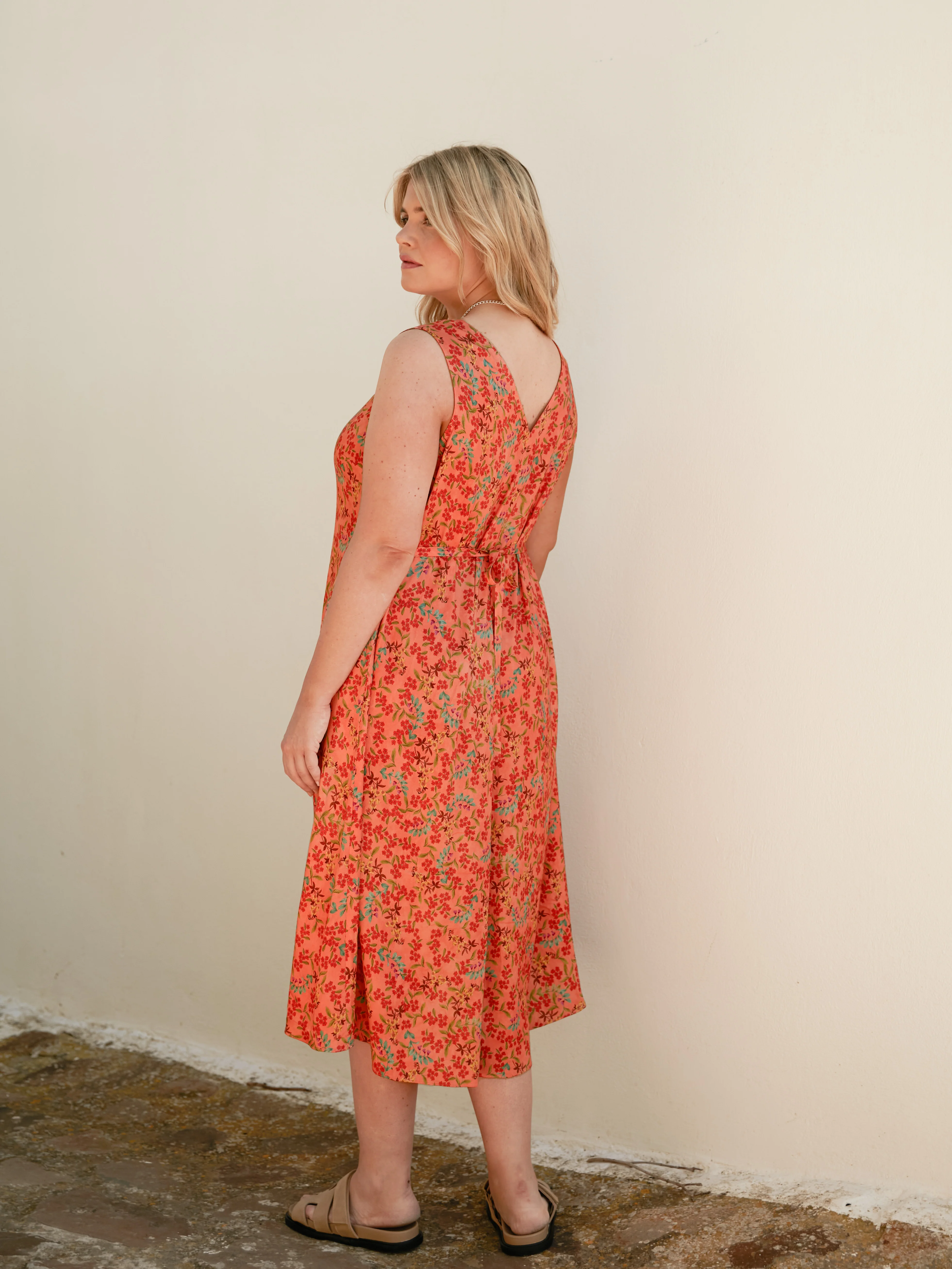 Multi Floral Sleeveless Midi Dress - Image 4