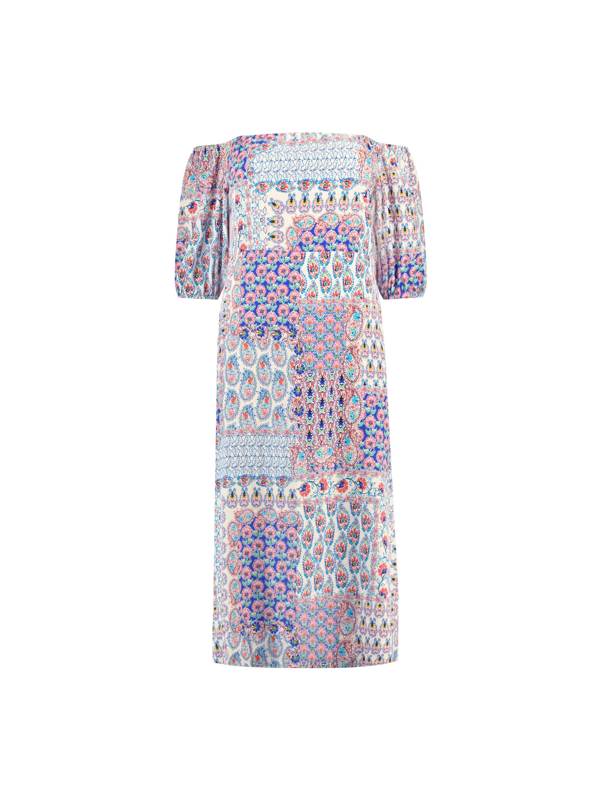 Multi Mosaic Print Bardot Maxi Dress - Image 6