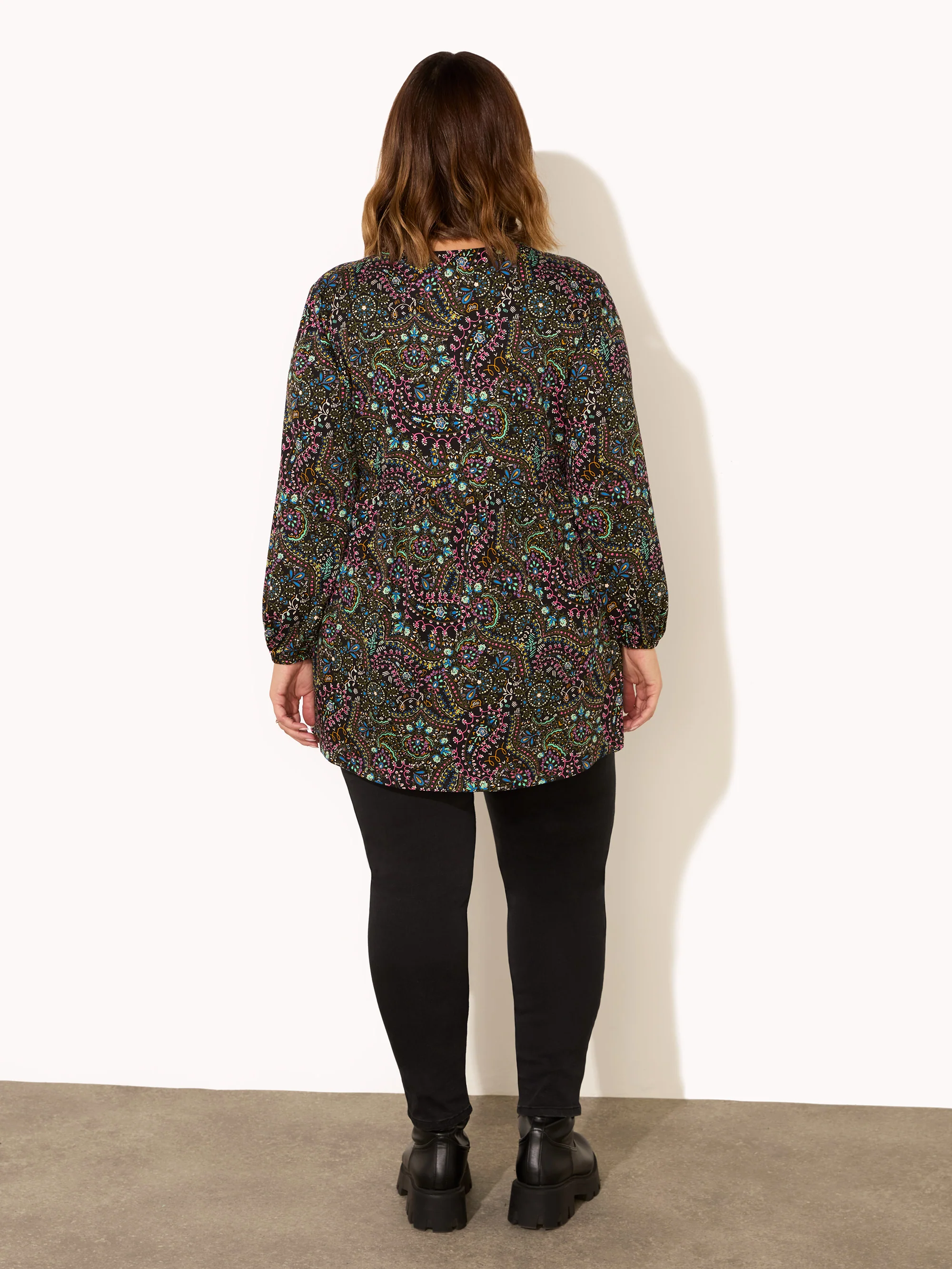 Multi Paisley Jersey Nehru Collar Tunic - Image 4