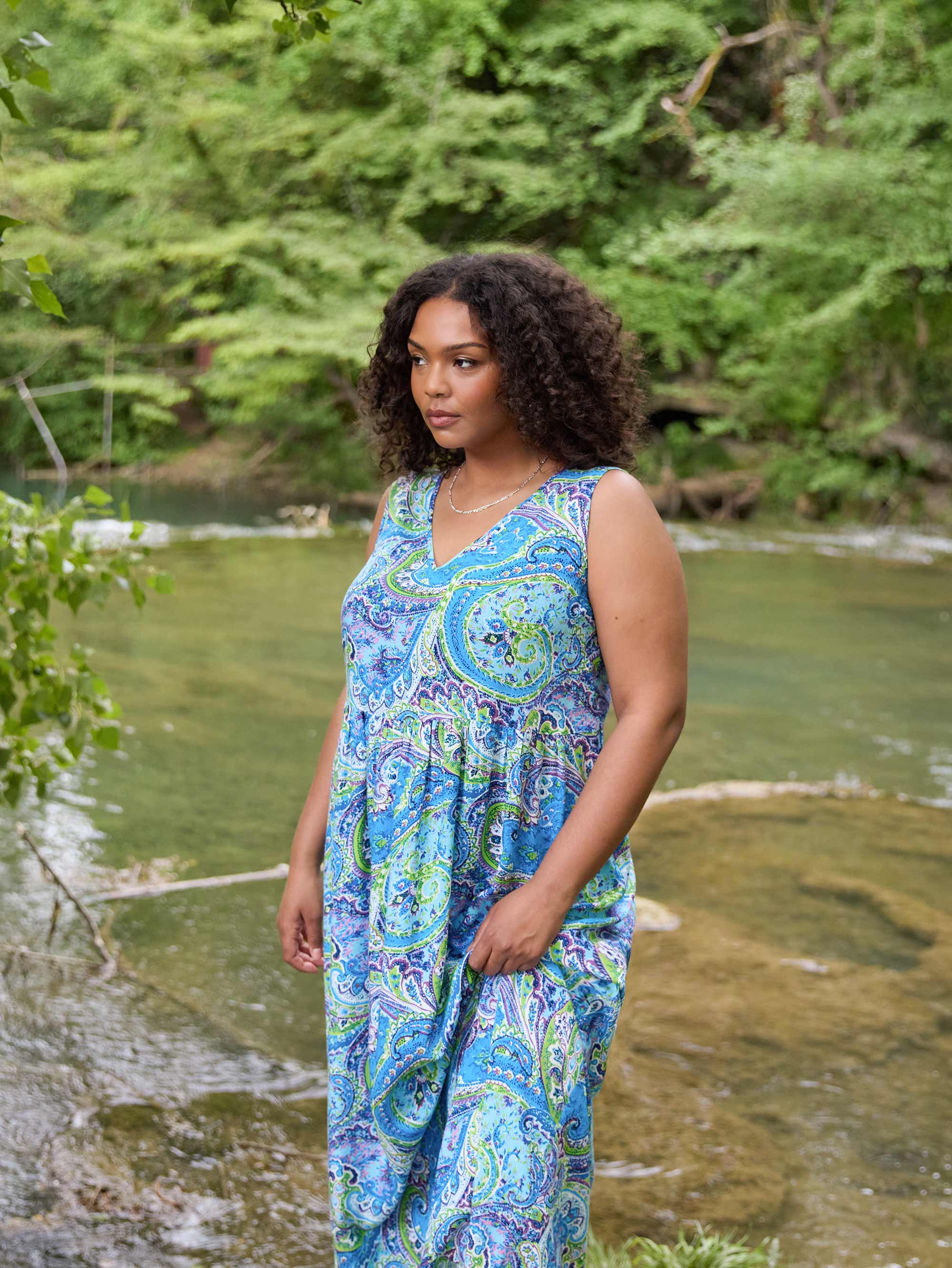 Multi Paisley Print Empire Line Maxi Dress - Image 2