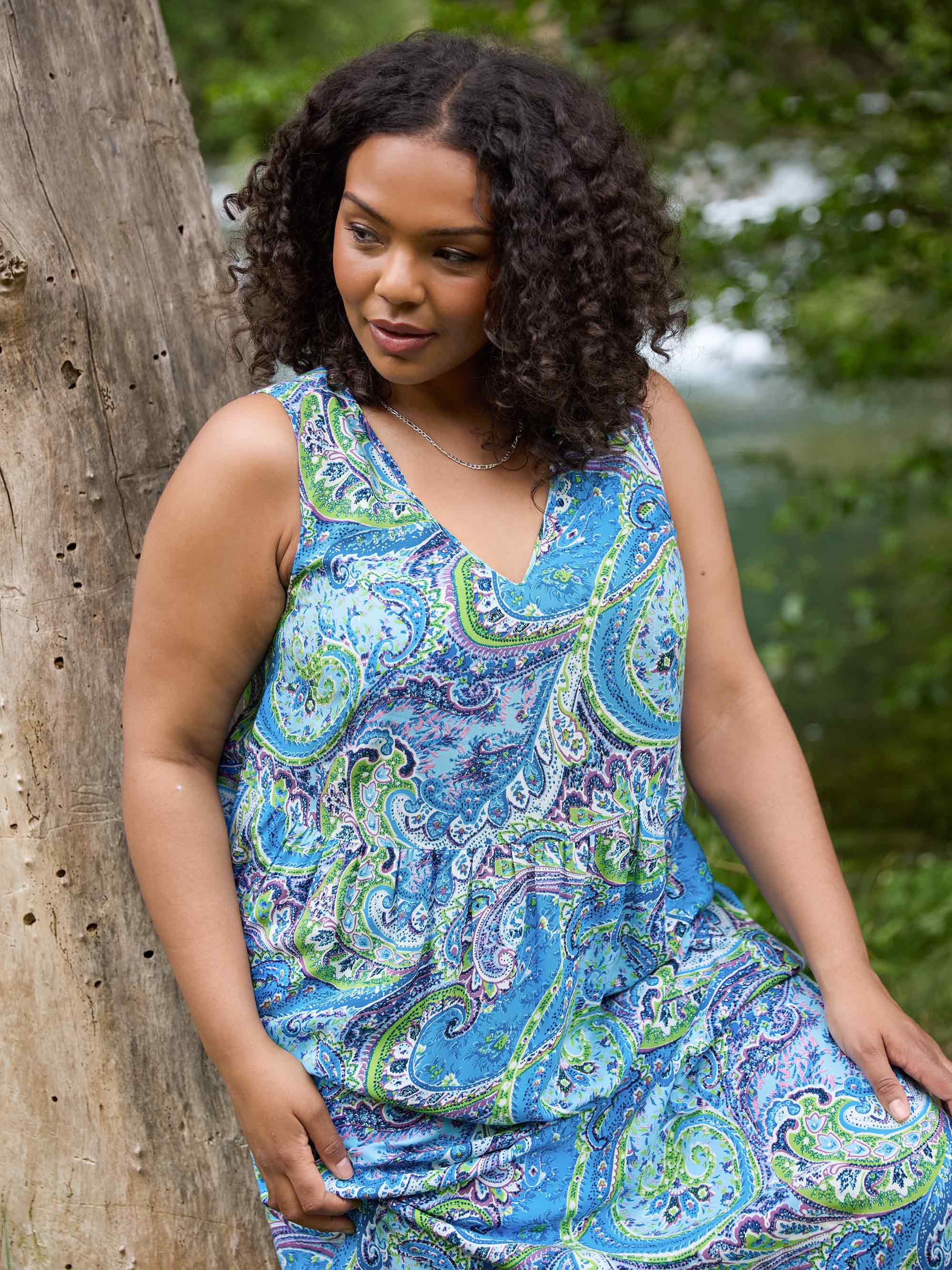 Multi Paisley Print Empire Line Maxi Dress - Image 3
