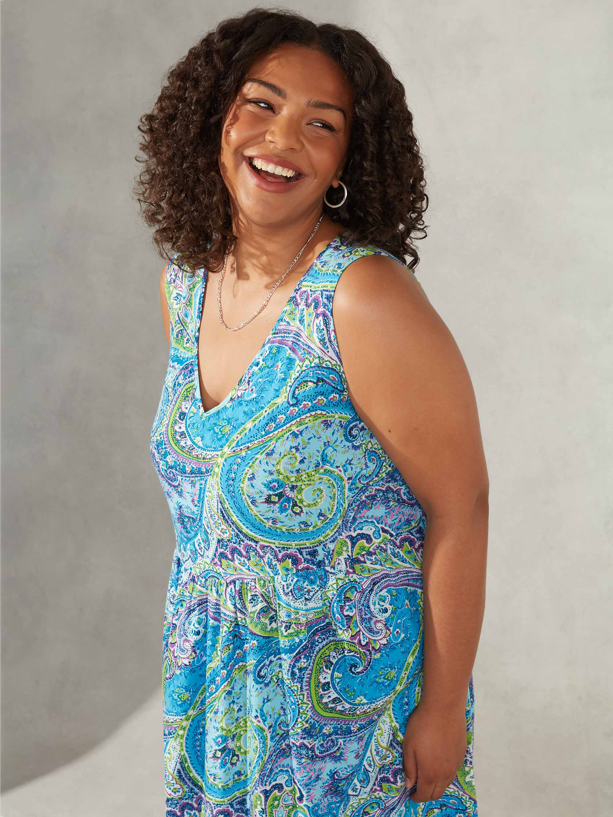 Multi Paisley Print Empire Line Maxi Dress - Image 7