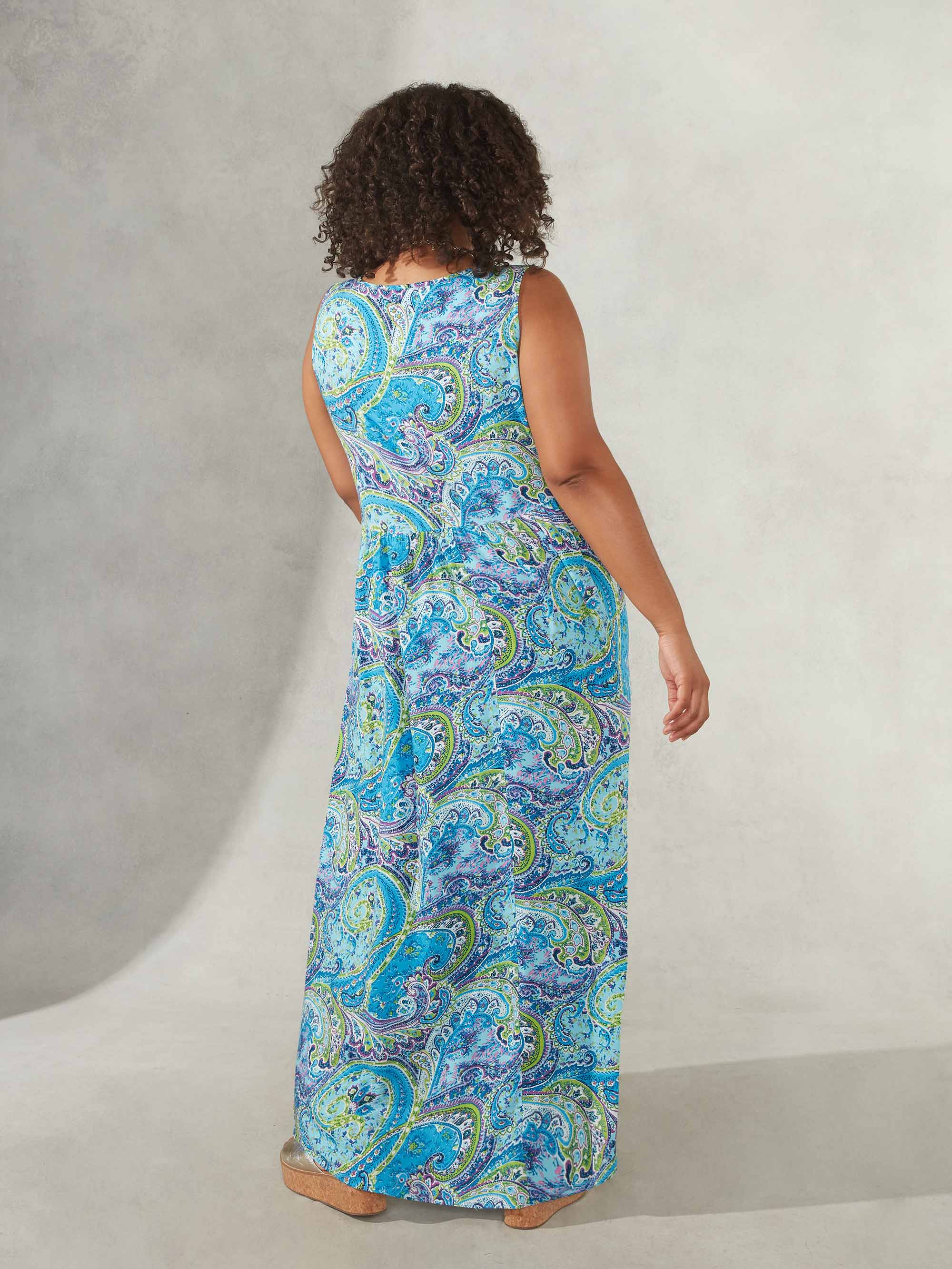 Multi Paisley Print Empire Line Maxi Dress - Image 8