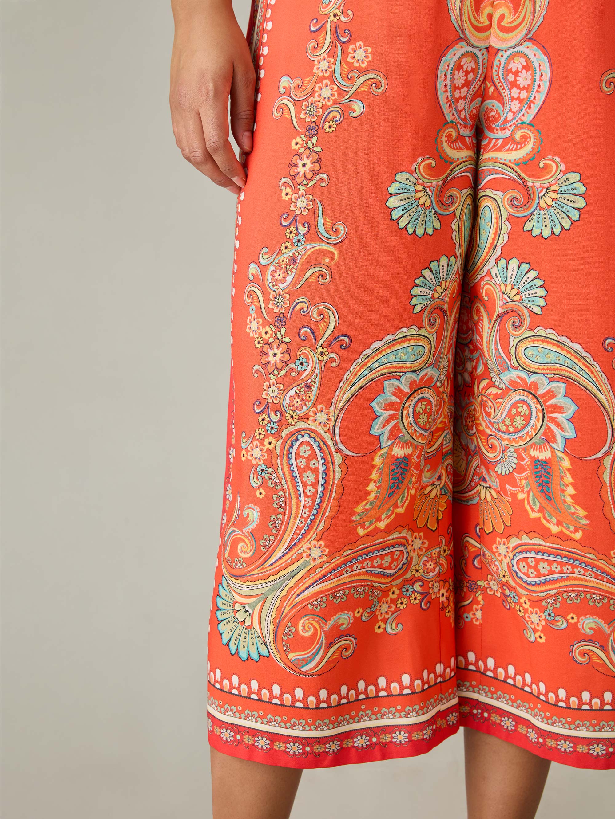 Multi Scarf Print Cropped Trousers - Image 4