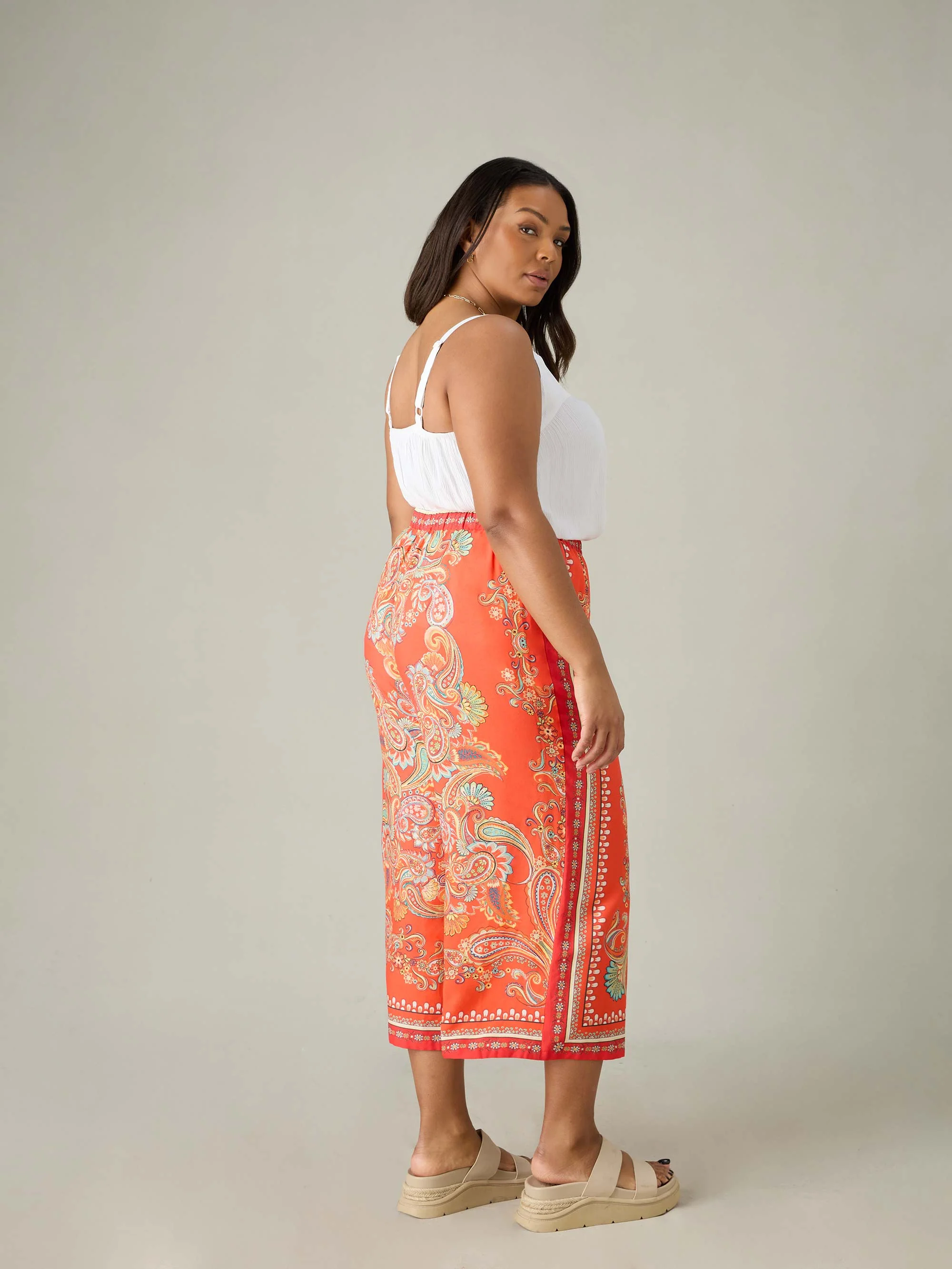 Multi Scarf Print Cropped Trousers - Image 5