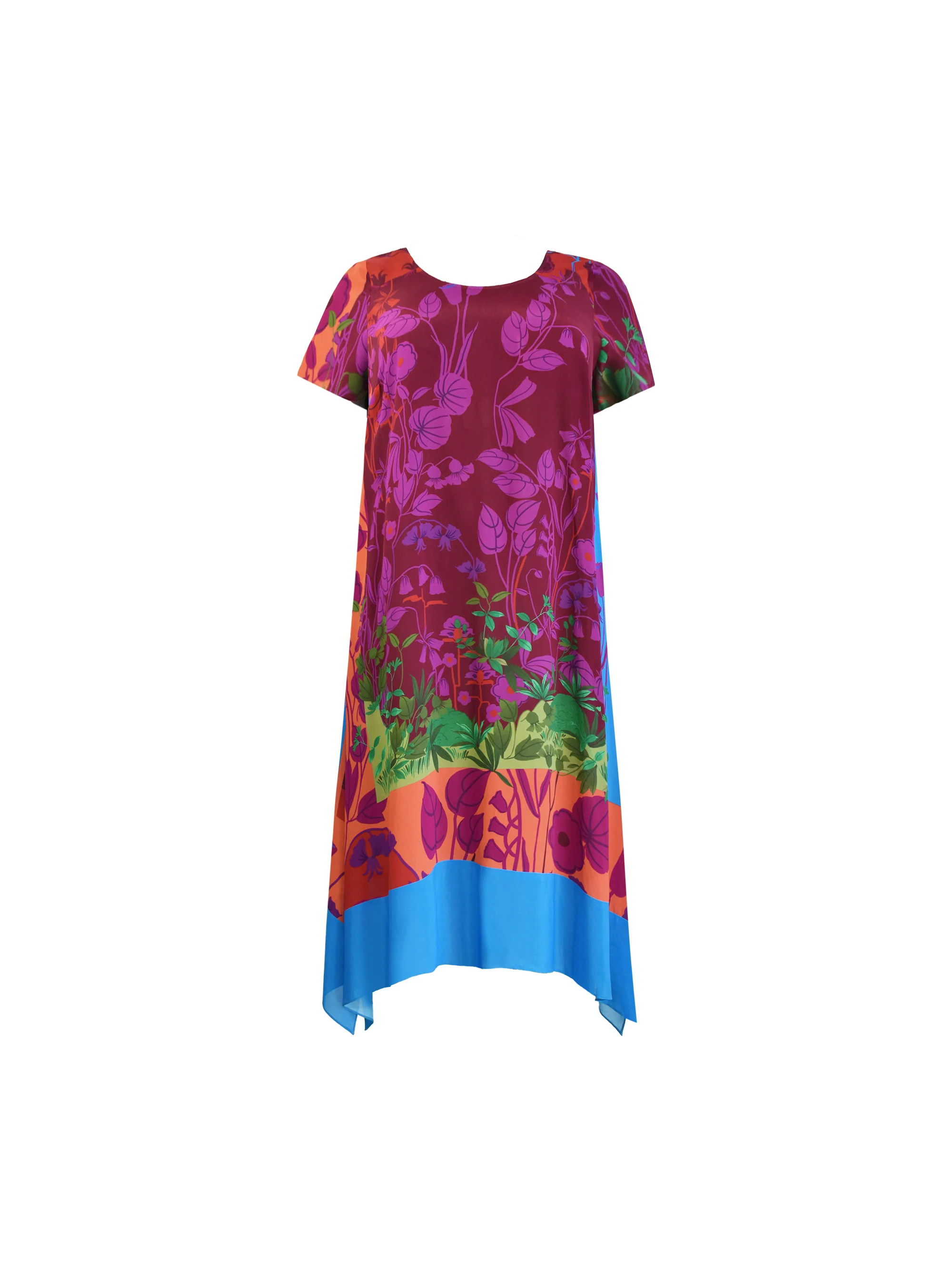 Multi Scarf Print Hanky Hem Midi T-Shirt Dress - Image 6