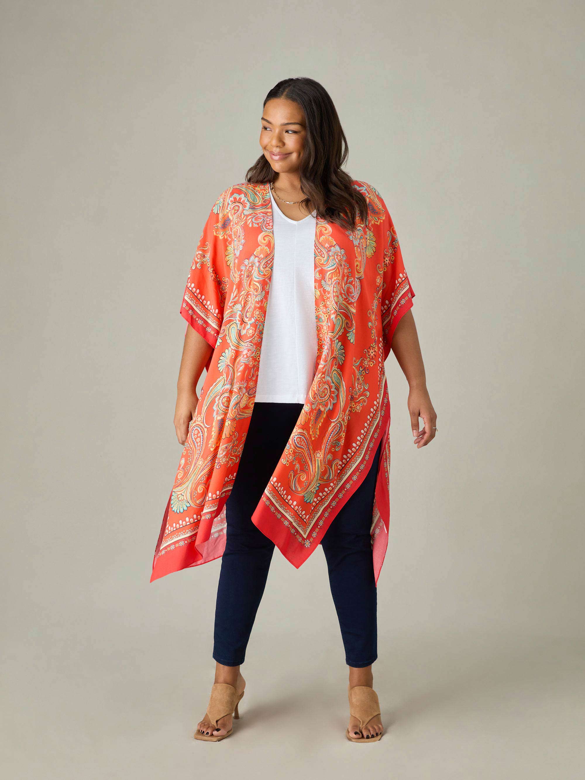 Multi Scarf Print Kimono - Image 2
