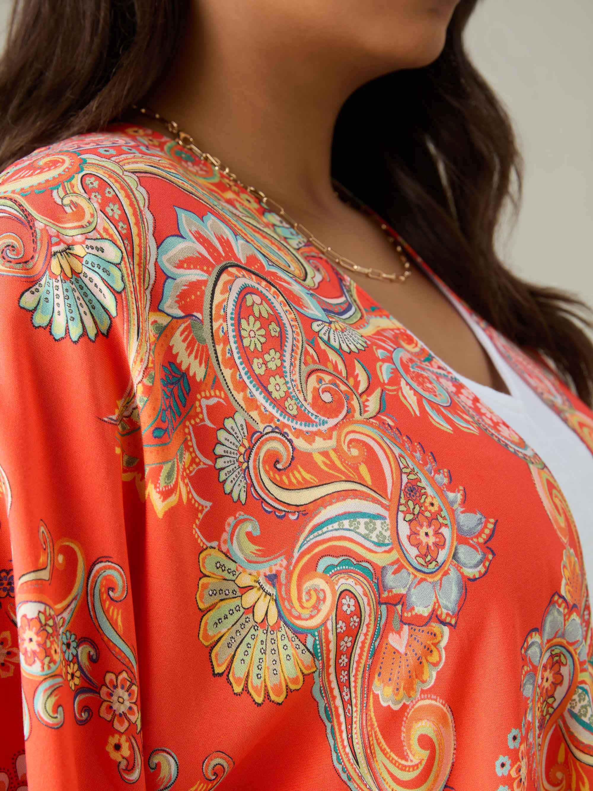 Multi Scarf Print Kimono - Image 4