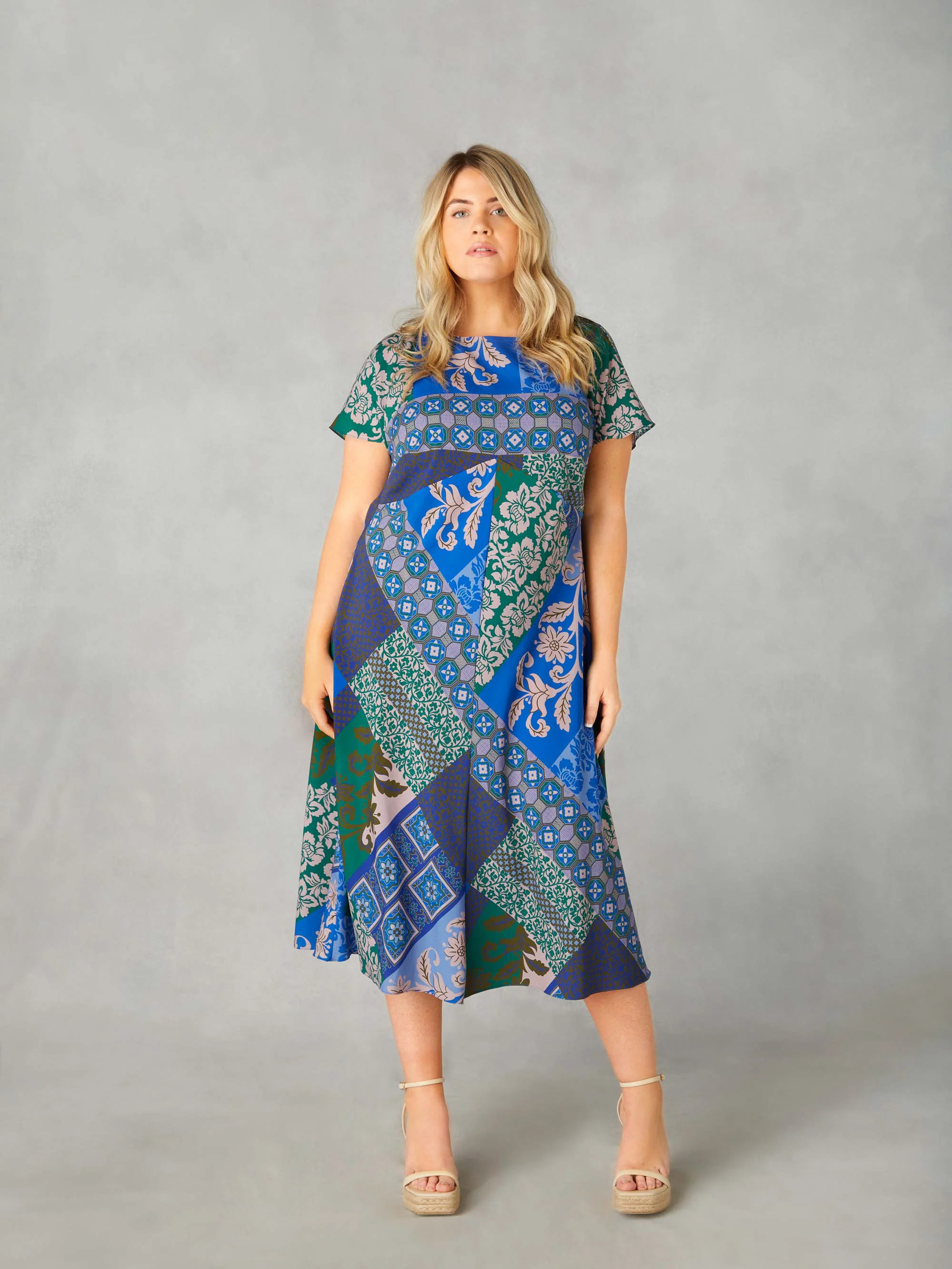 Multi Scarf Print Midi Dress - Image 3