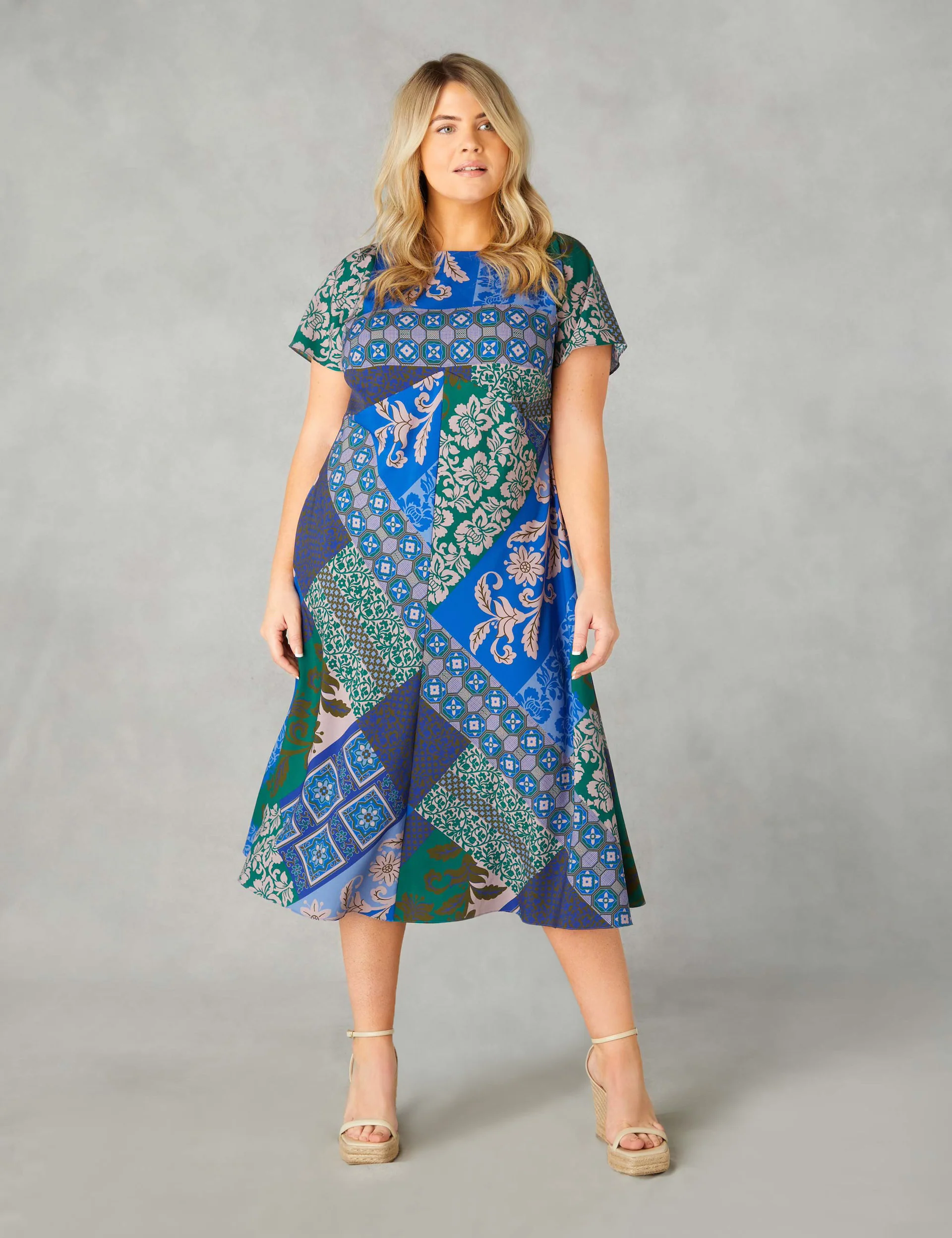 Multi Scarf Print Midi Dress - Image 4