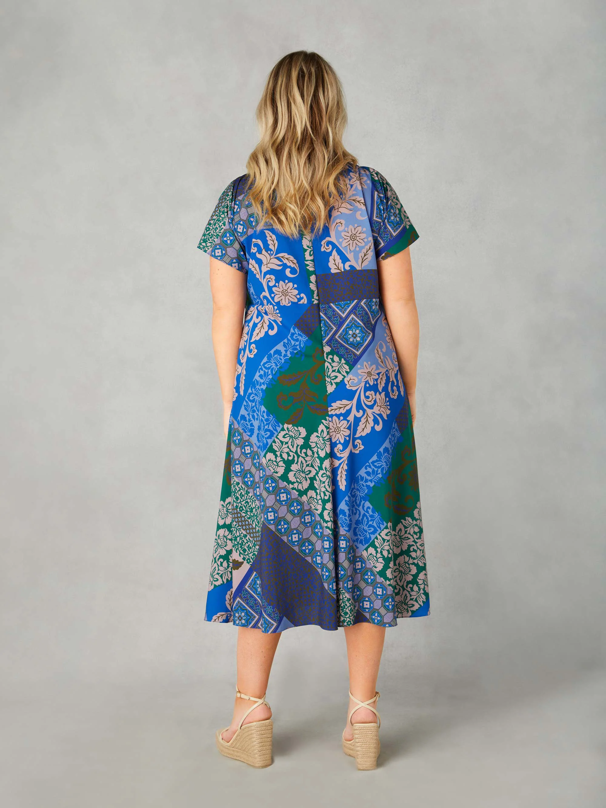 Multi Scarf Print Midi Dress - Image 6