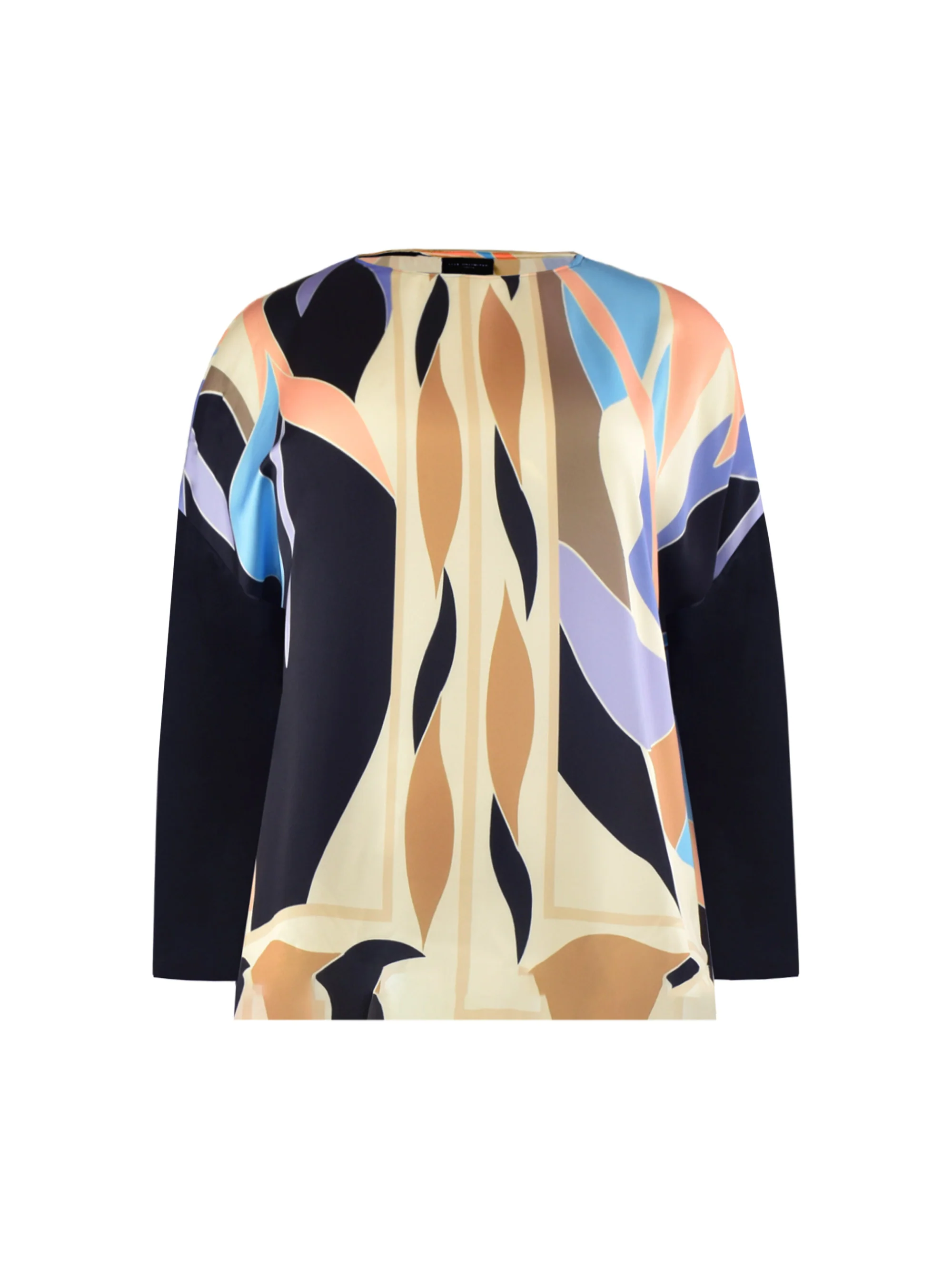 Multi Scarf Print Satin & Jersey Contrast Top - Image 7