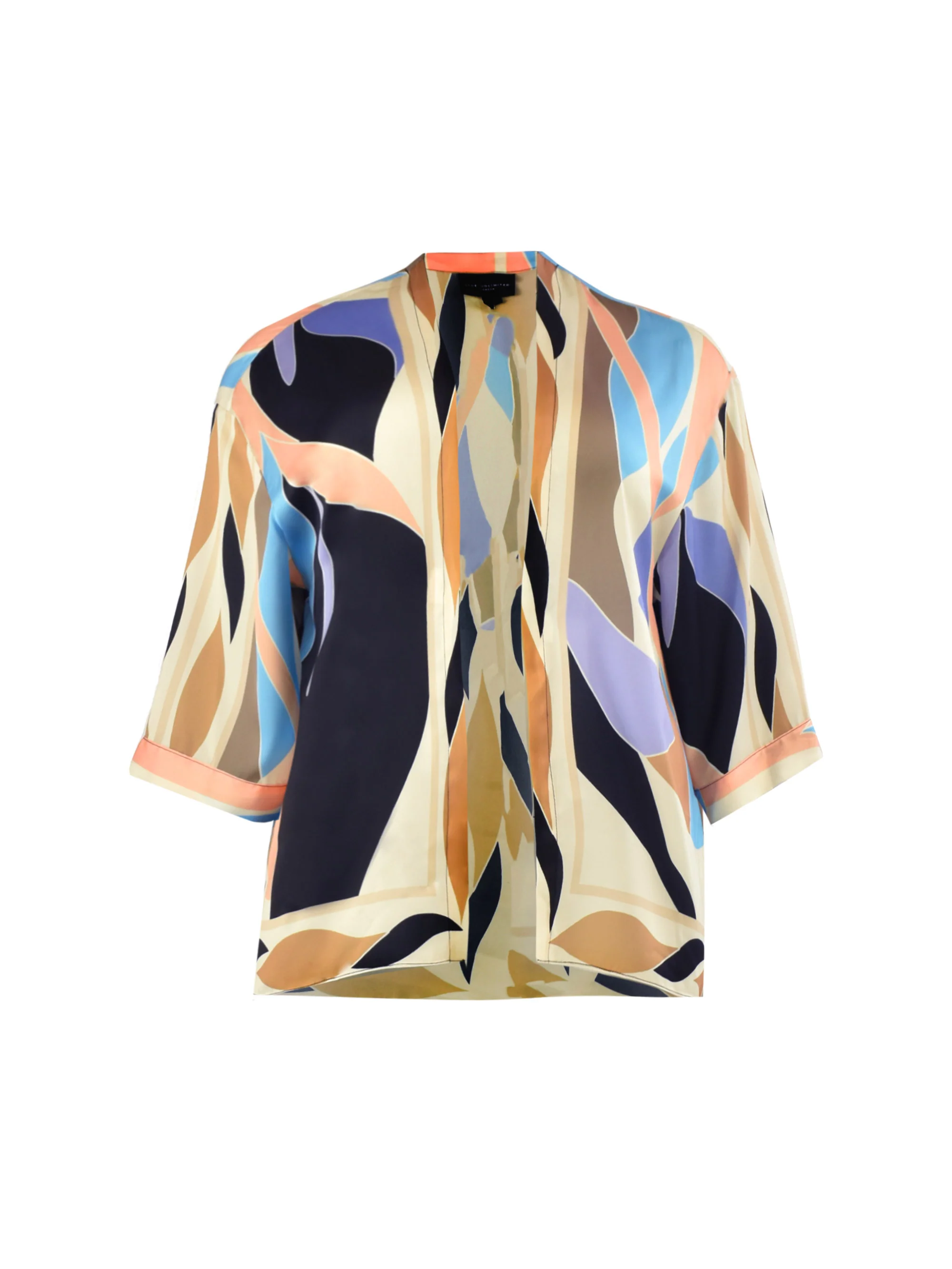 Multi Scarf Print Short Woven Kimono - Image 5