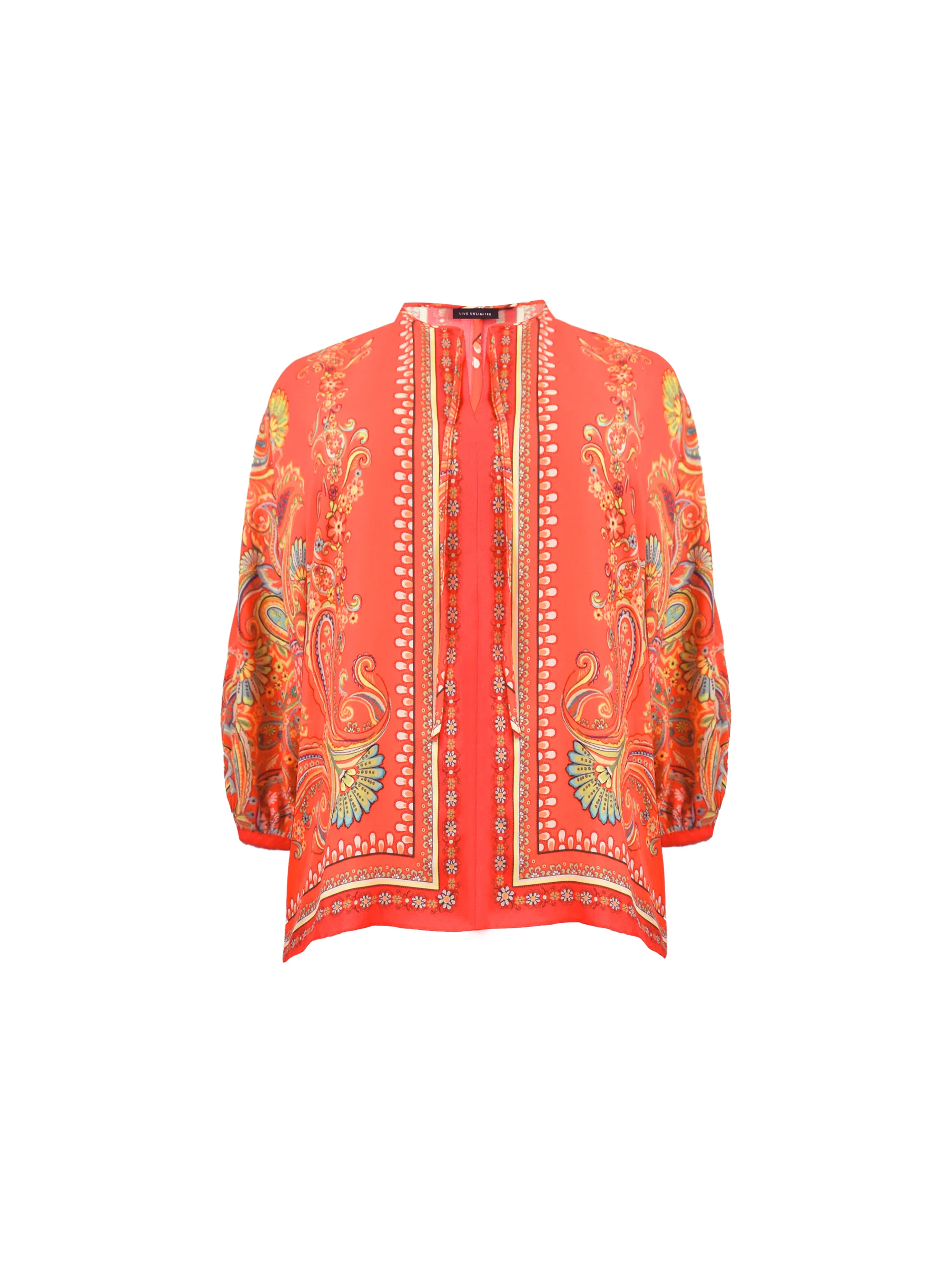 Multi Scarf Print Tie Neck Blouse - Image 6