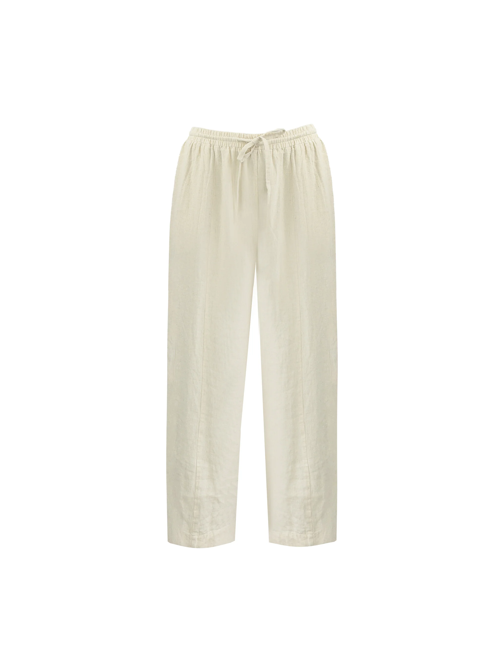Natural Linen Blend Wide Leg Cropped Trousers - Image 5