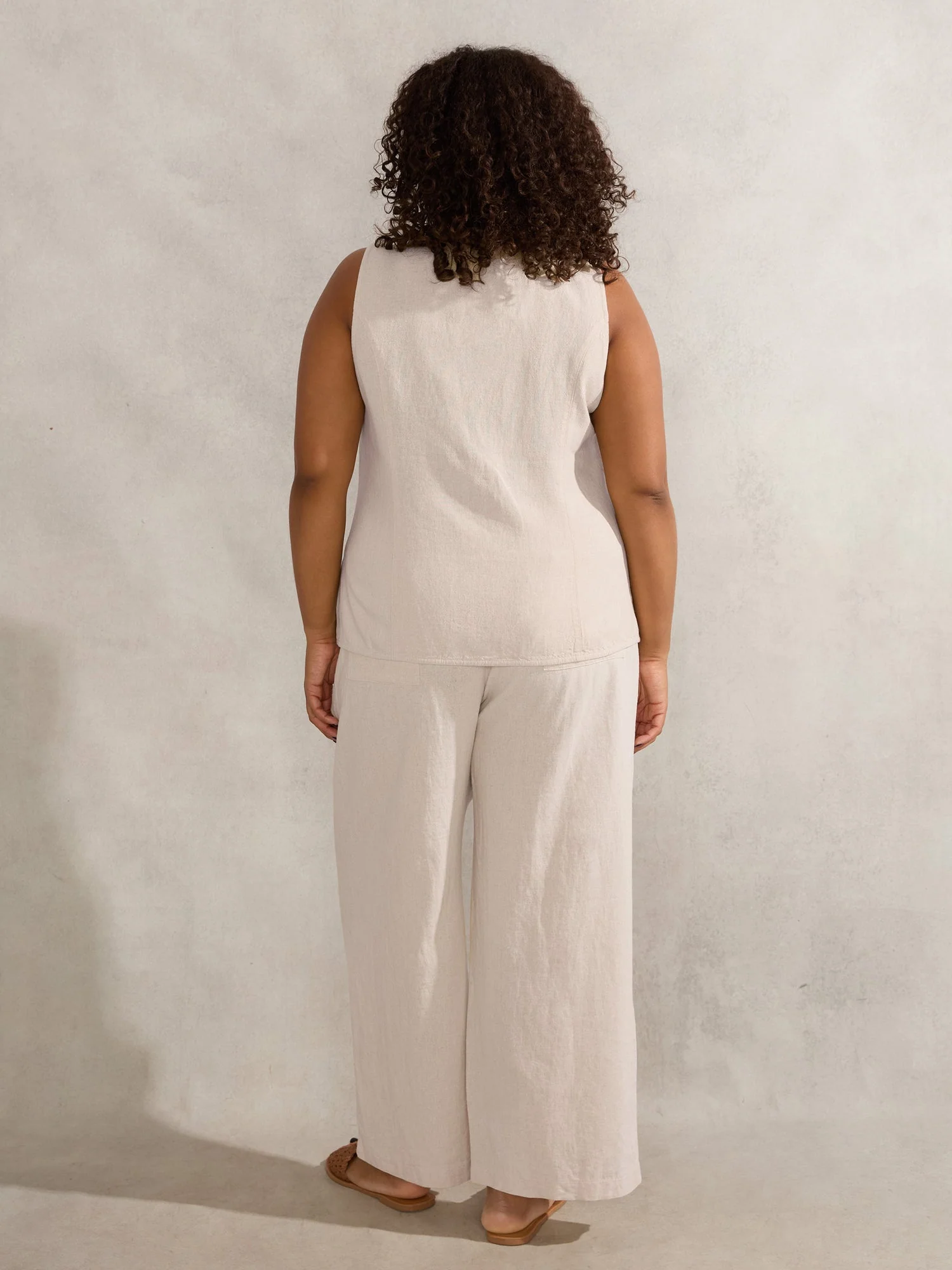 Natural Linen Blend Waistcoat - Image 3