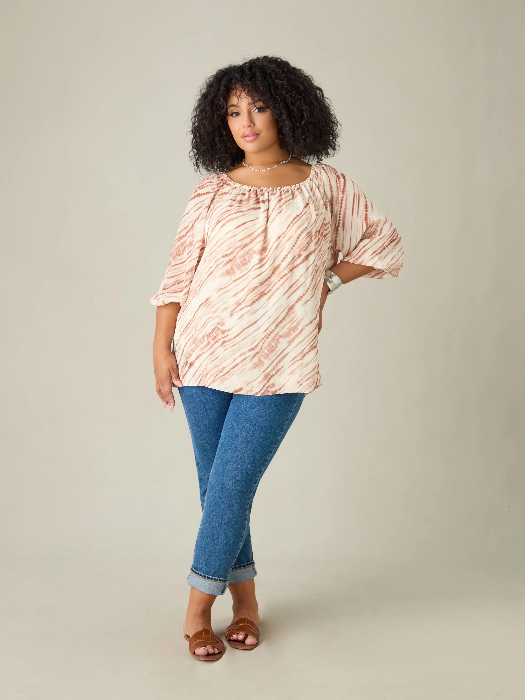 Natural Tie Dye Print Bardot - Image 2