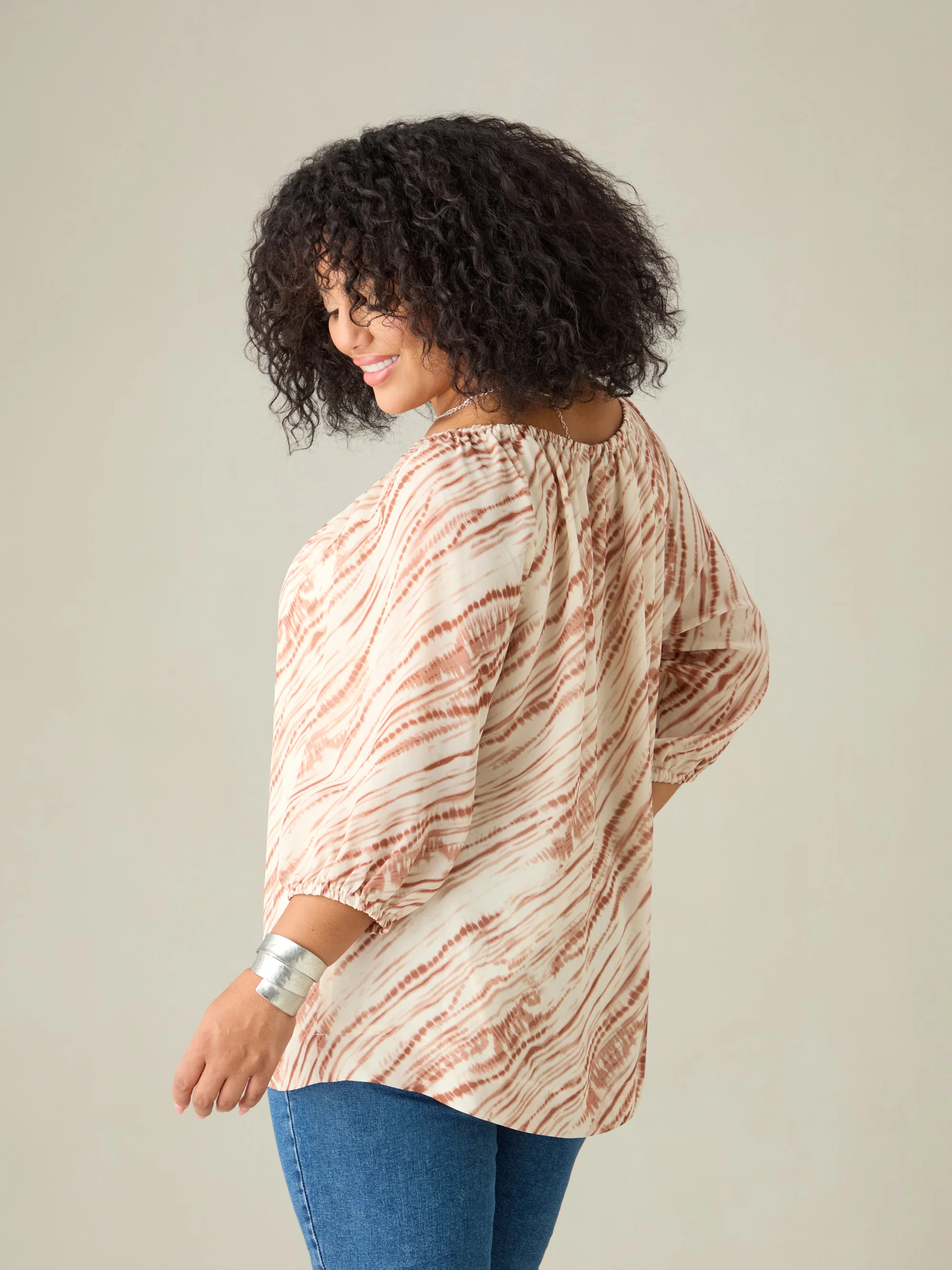 Natural Tie Dye Print Bardot - Image 4