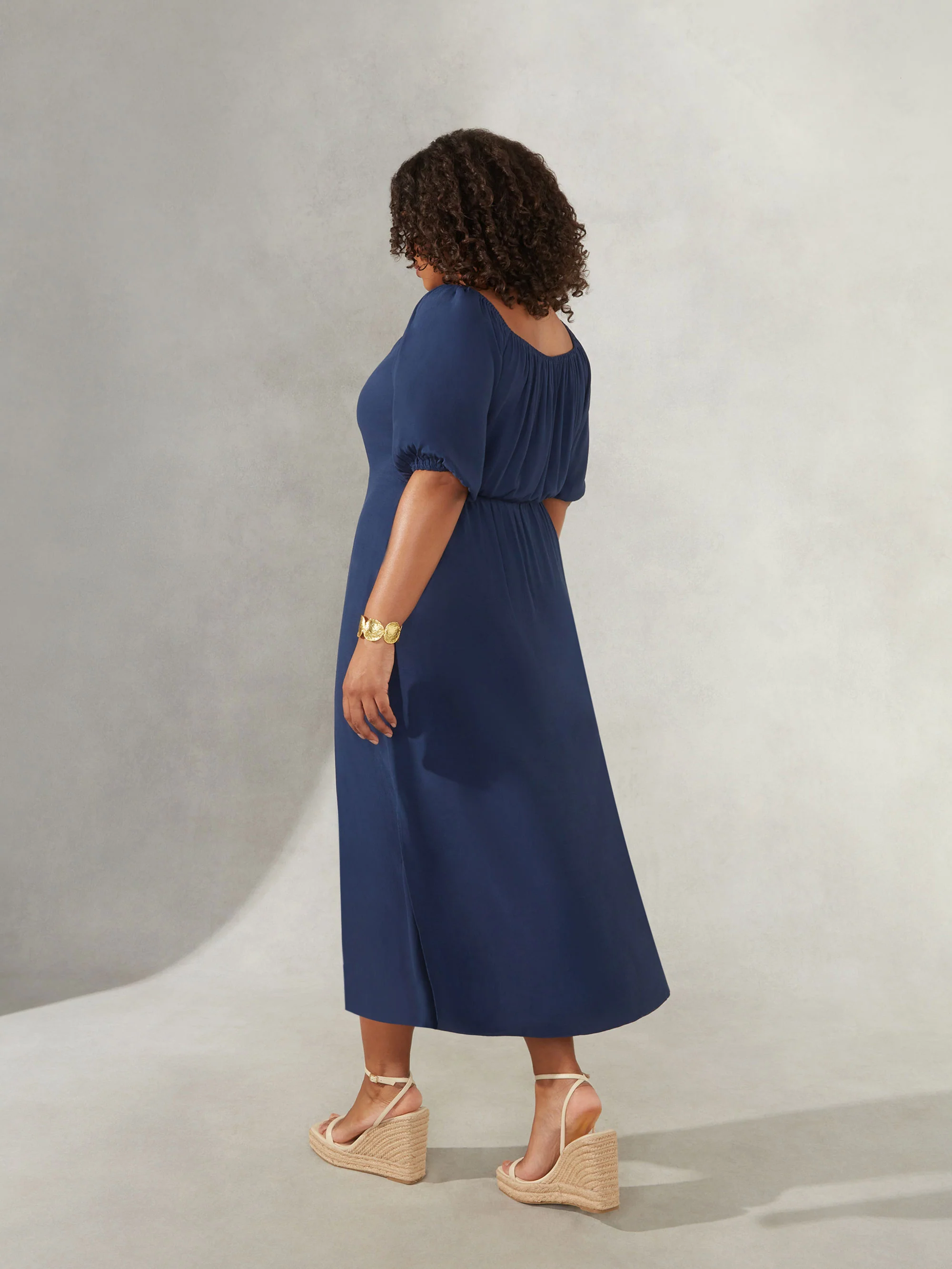 Navy Bardot Maxi Dress - Image 4