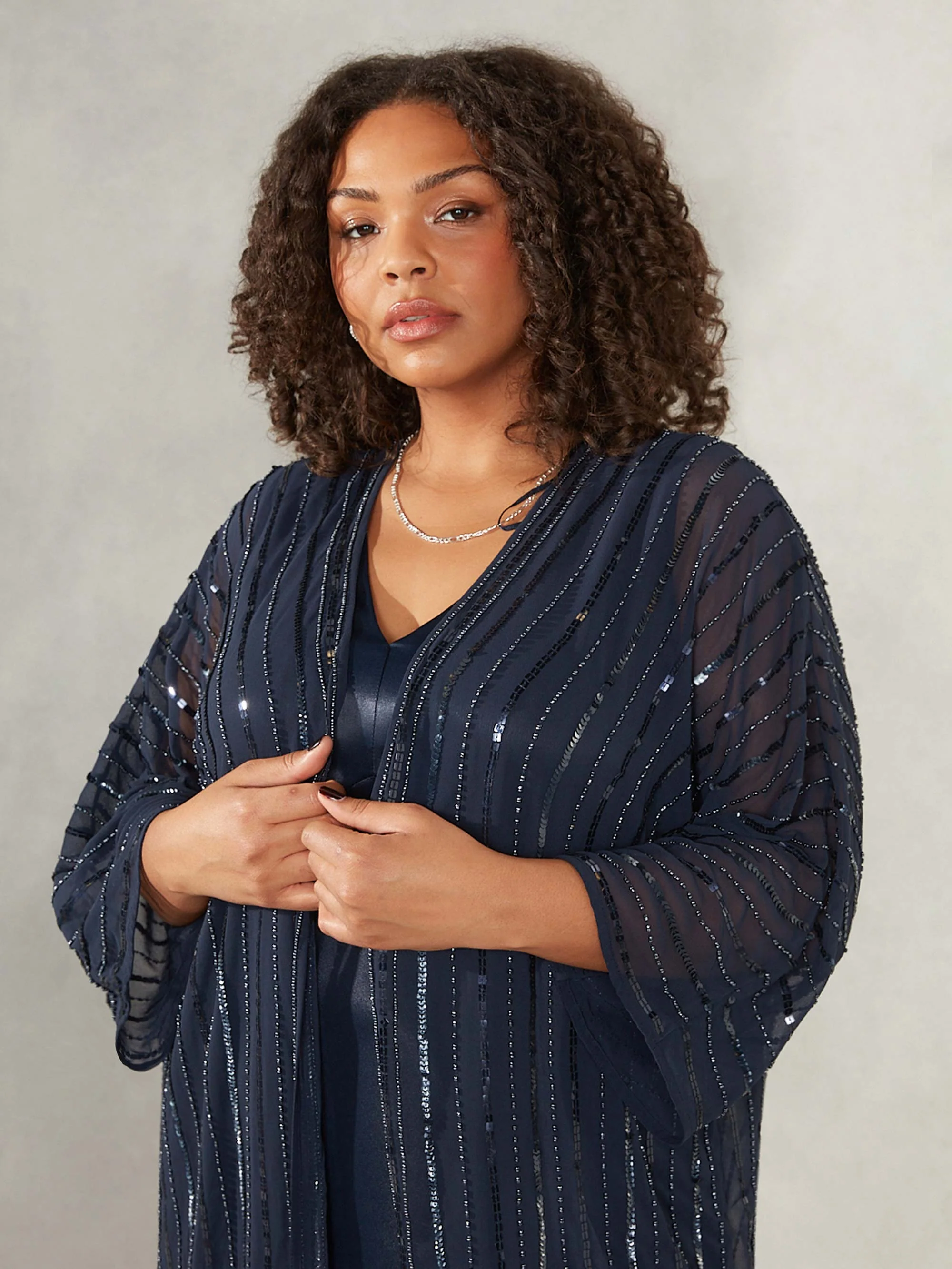 Navy Beaded Kimono - Image 3
