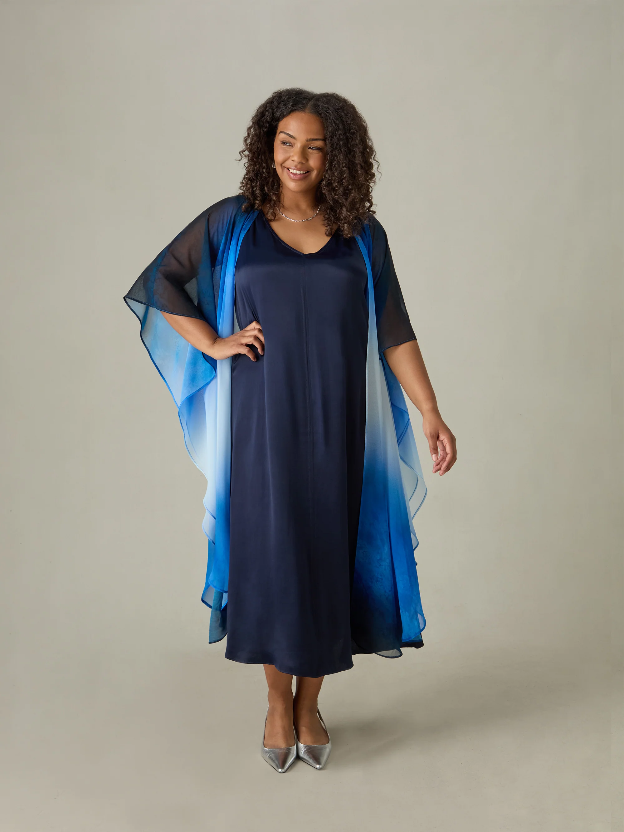 Navy Slip Midi Dress - Image 2