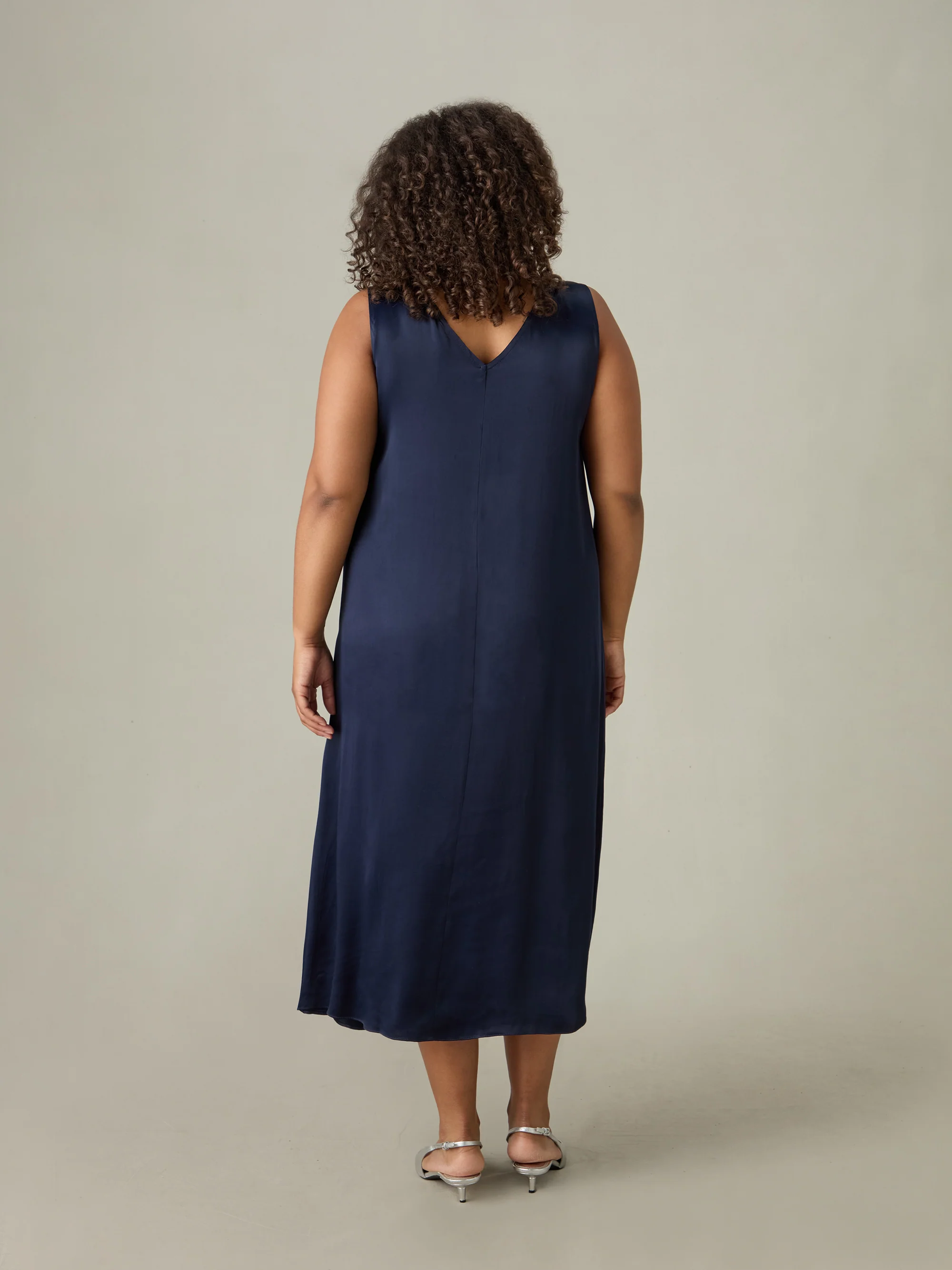Navy Slip Midi Dress - Image 3