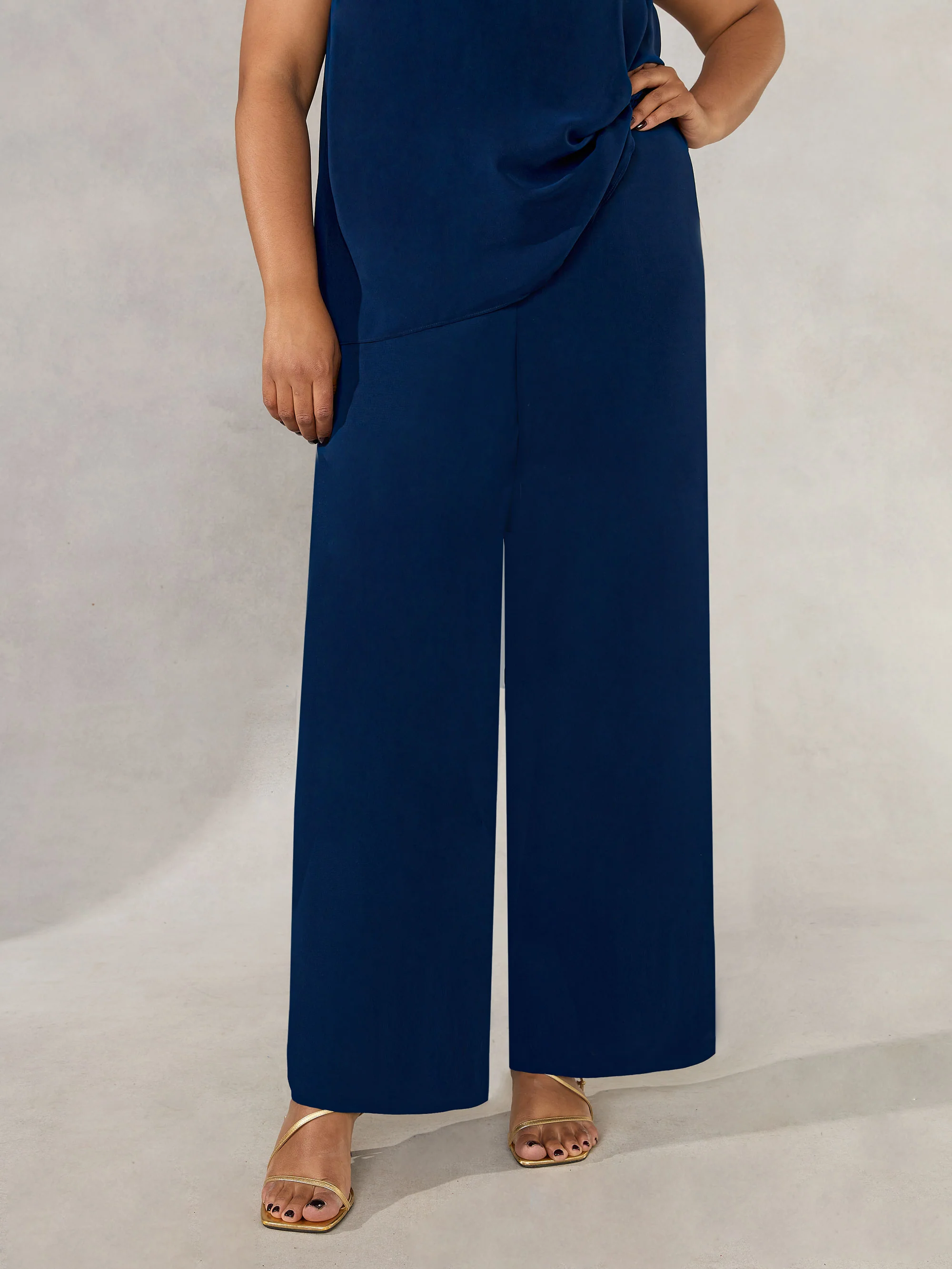 Navy Chiffon Lined Trouser - Image 2