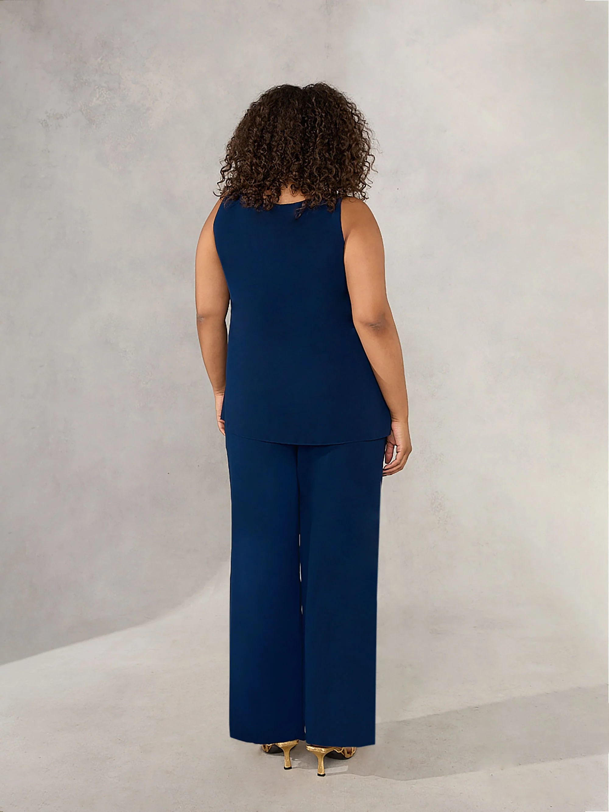 Navy Chiffon Lined Trouser - Image 3