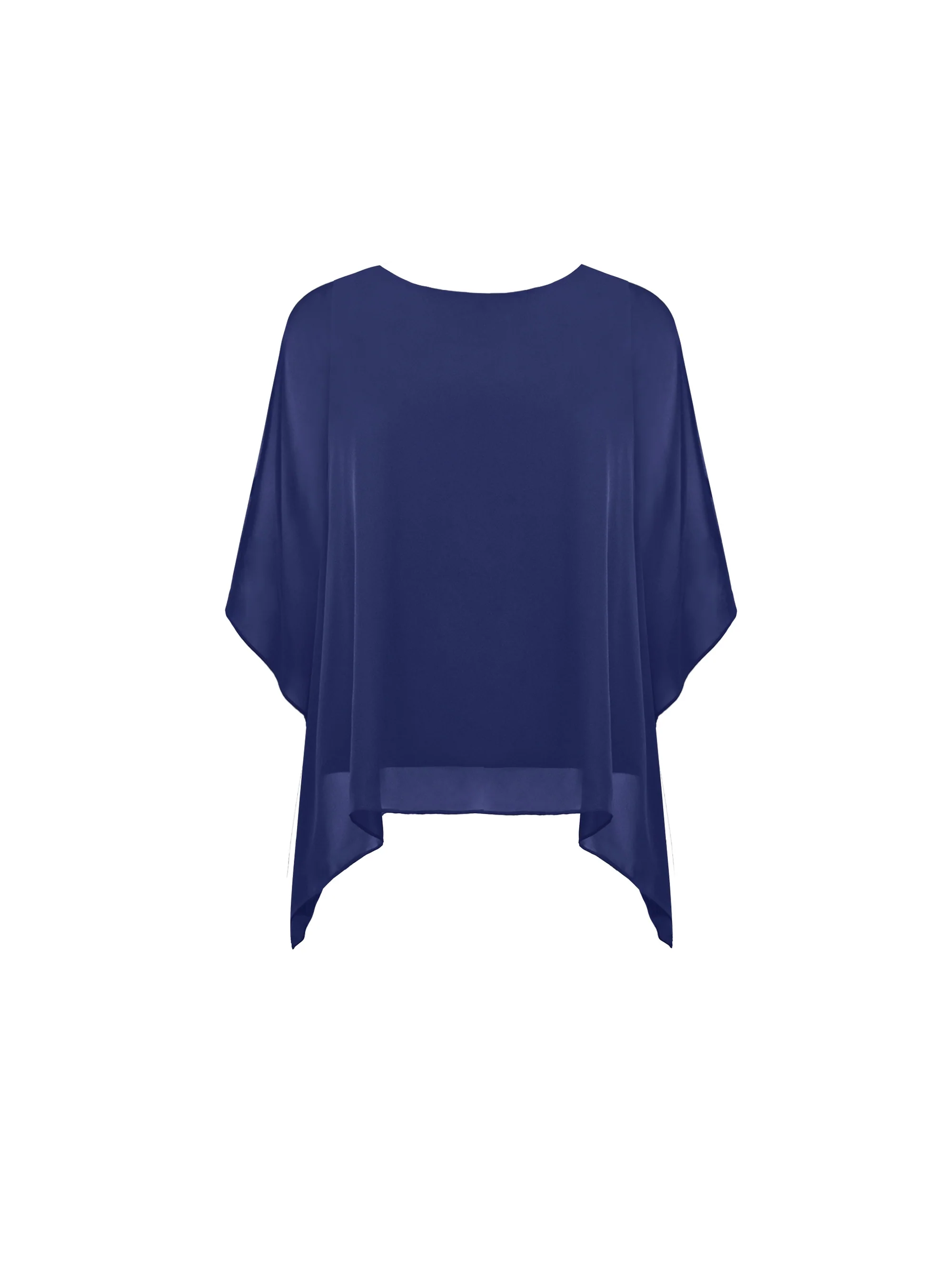 Navy Chiffon Overlay Hanky Hem Top - Image 4