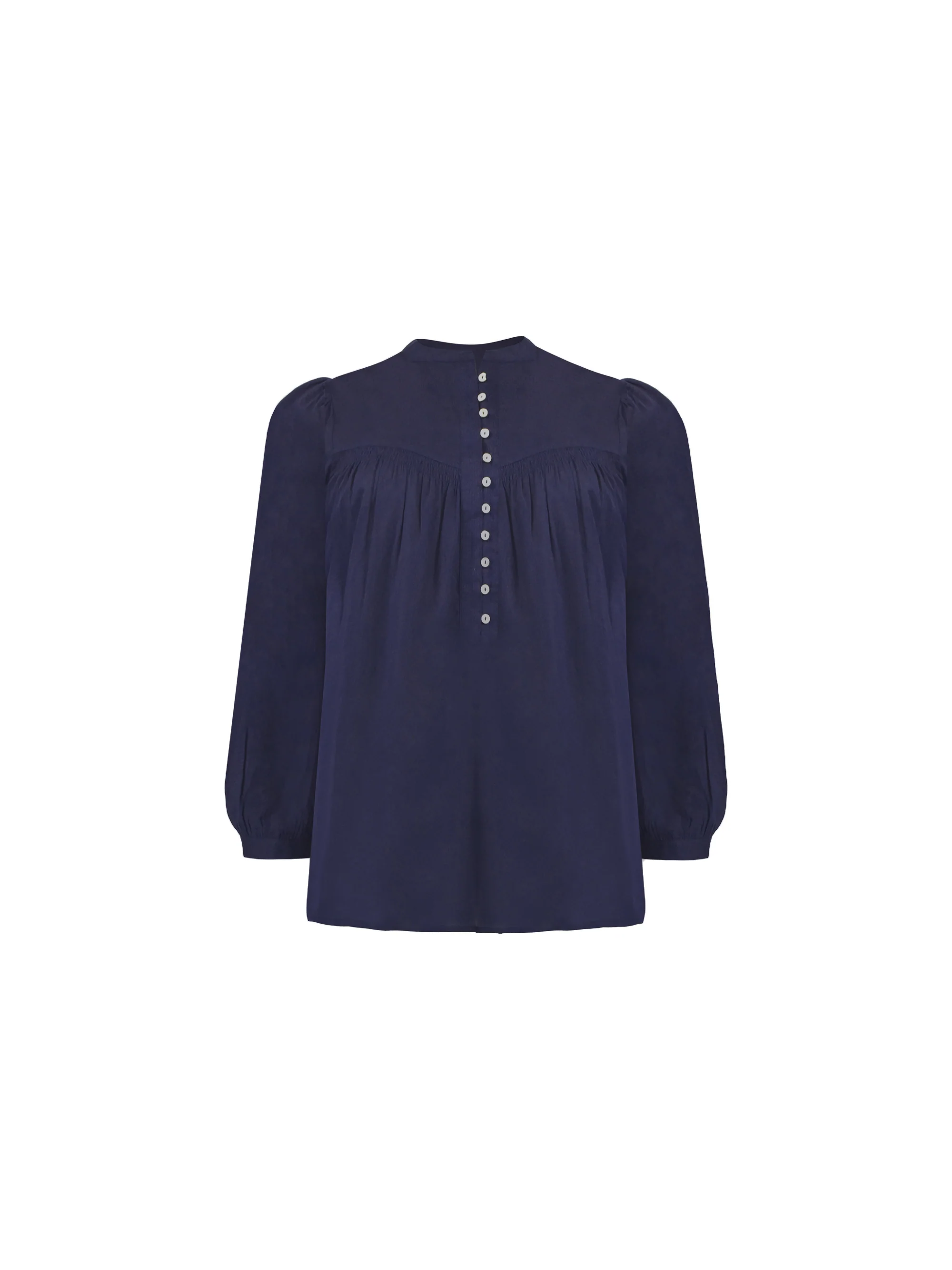 Navy Cotton Button Front Relaxed Blouse - Image 4