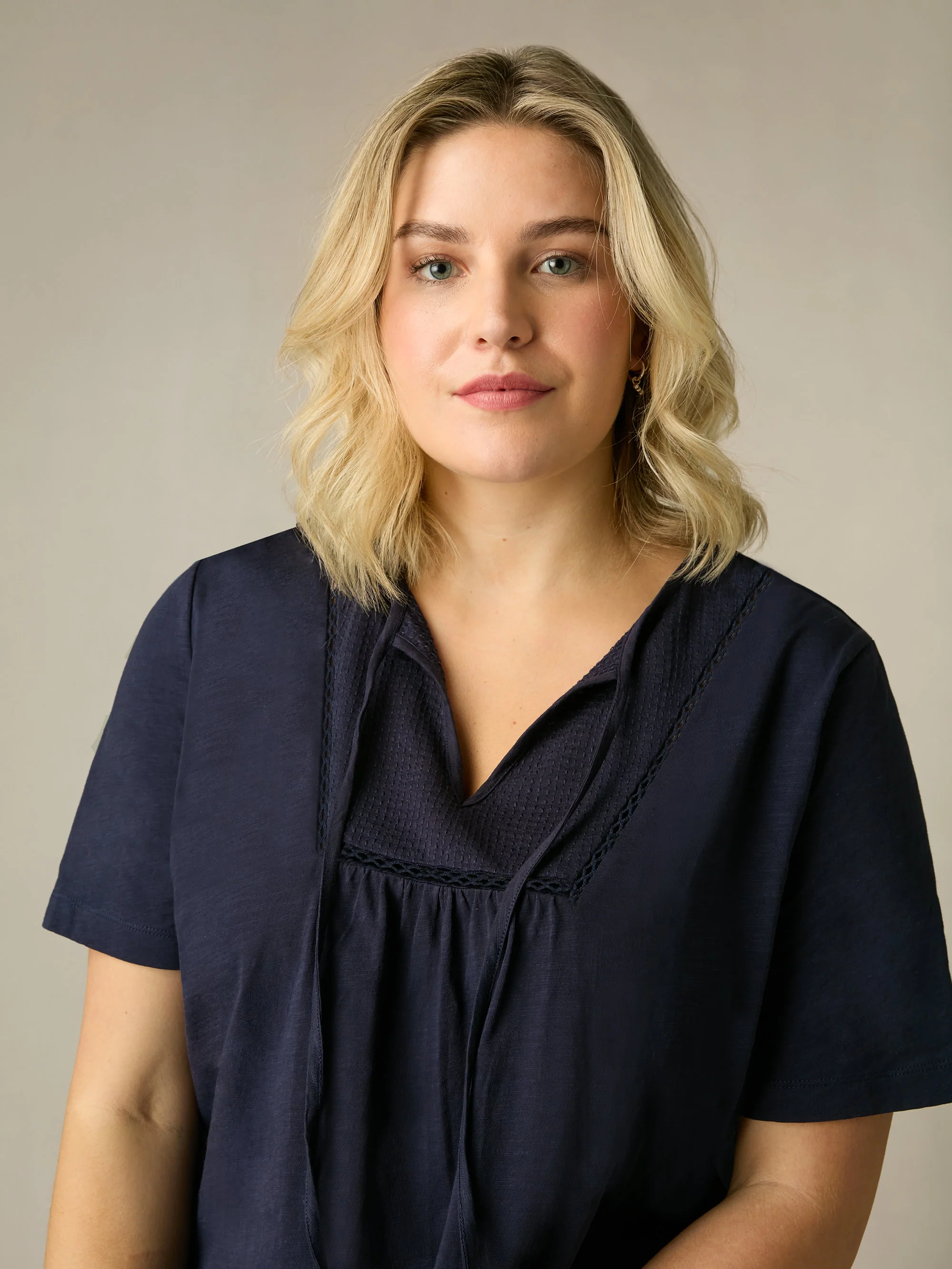 Navy Cotton Slub Bib Tunic - Image 5