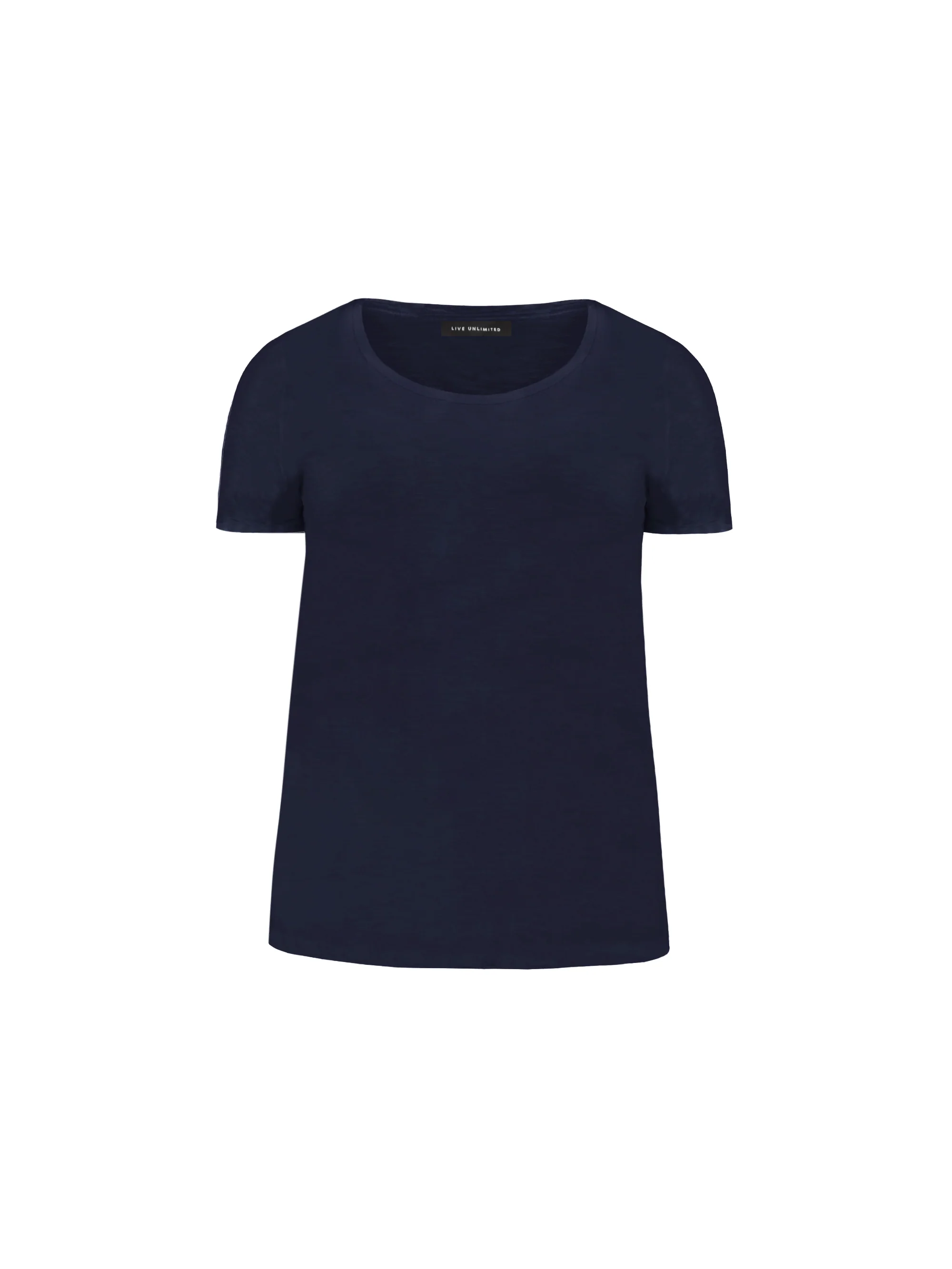 Navy Cotton Slub Scoop Neck T-Shirt - Image 9