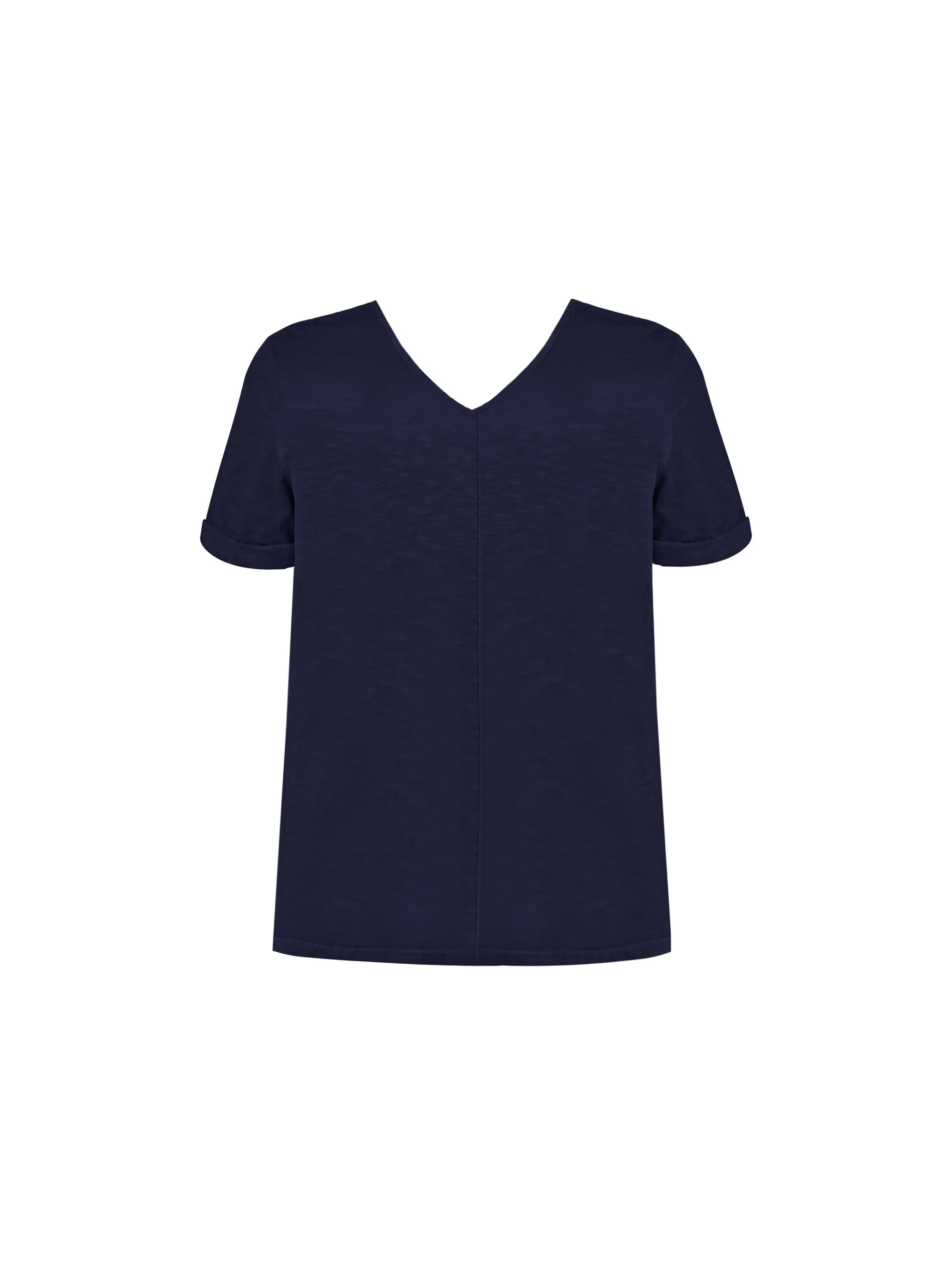 Navy Cotton Slub V-Neck T-Shirt - Image 5