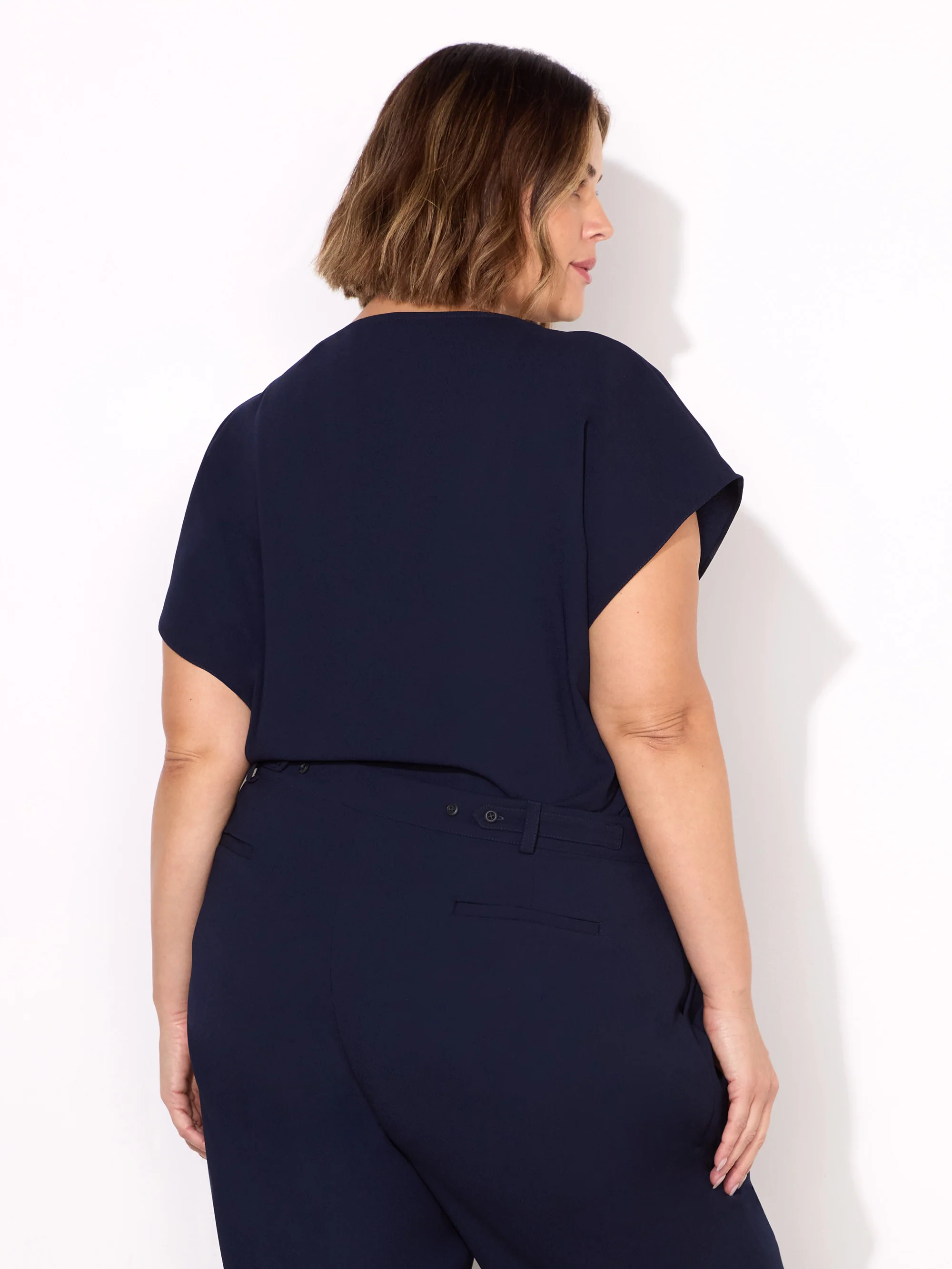 Navy Cowl Neck Top - Image 3