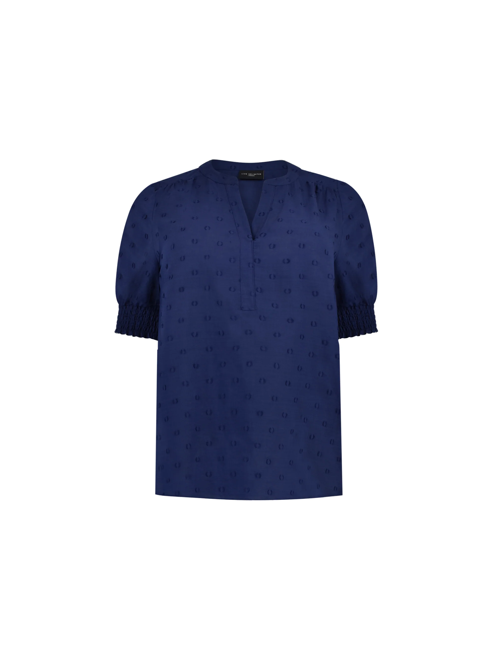 Navy Dobby Short Sleeve Blouse - Image 4
