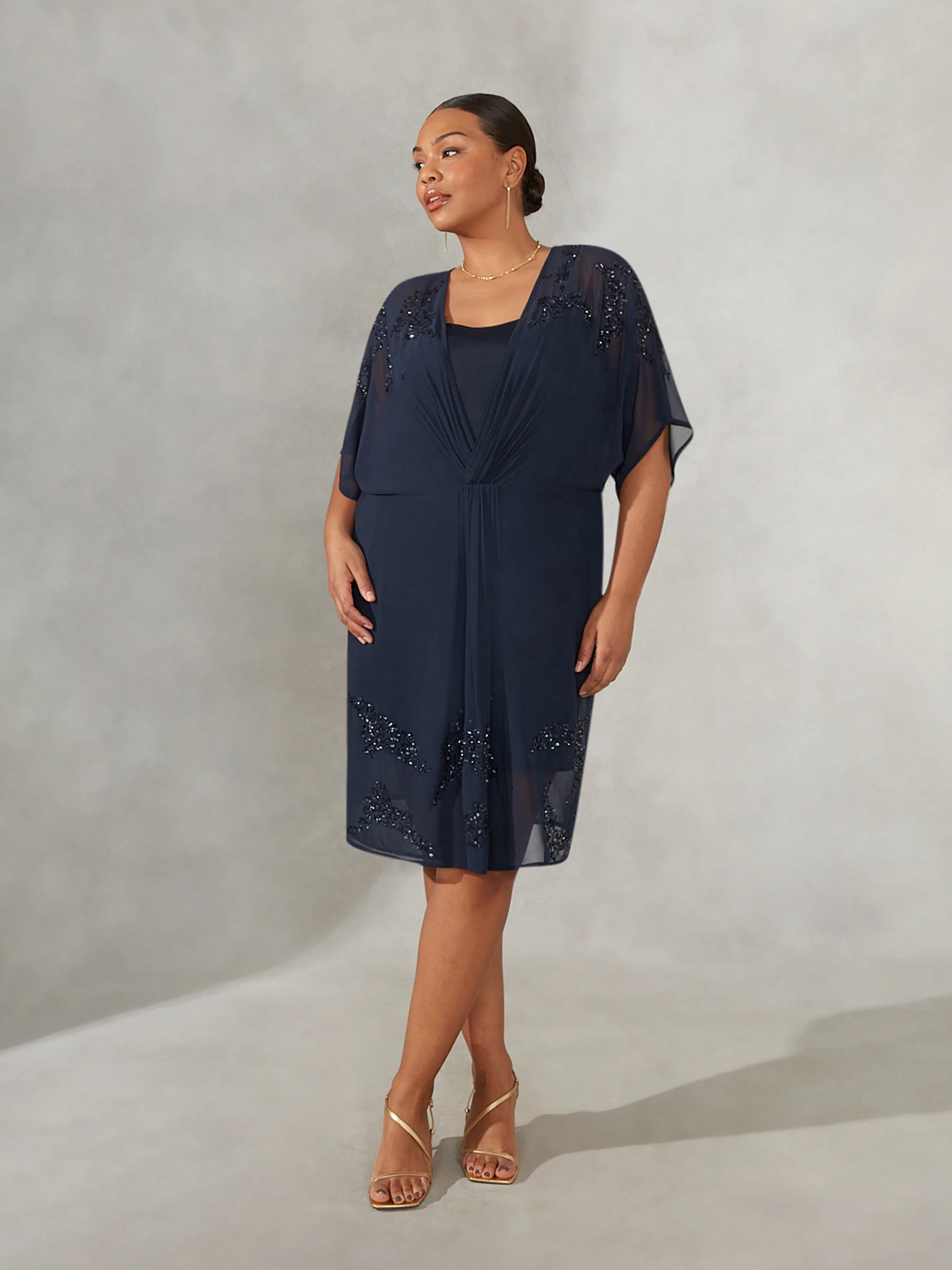 Navy Embellished Dress - Image 3