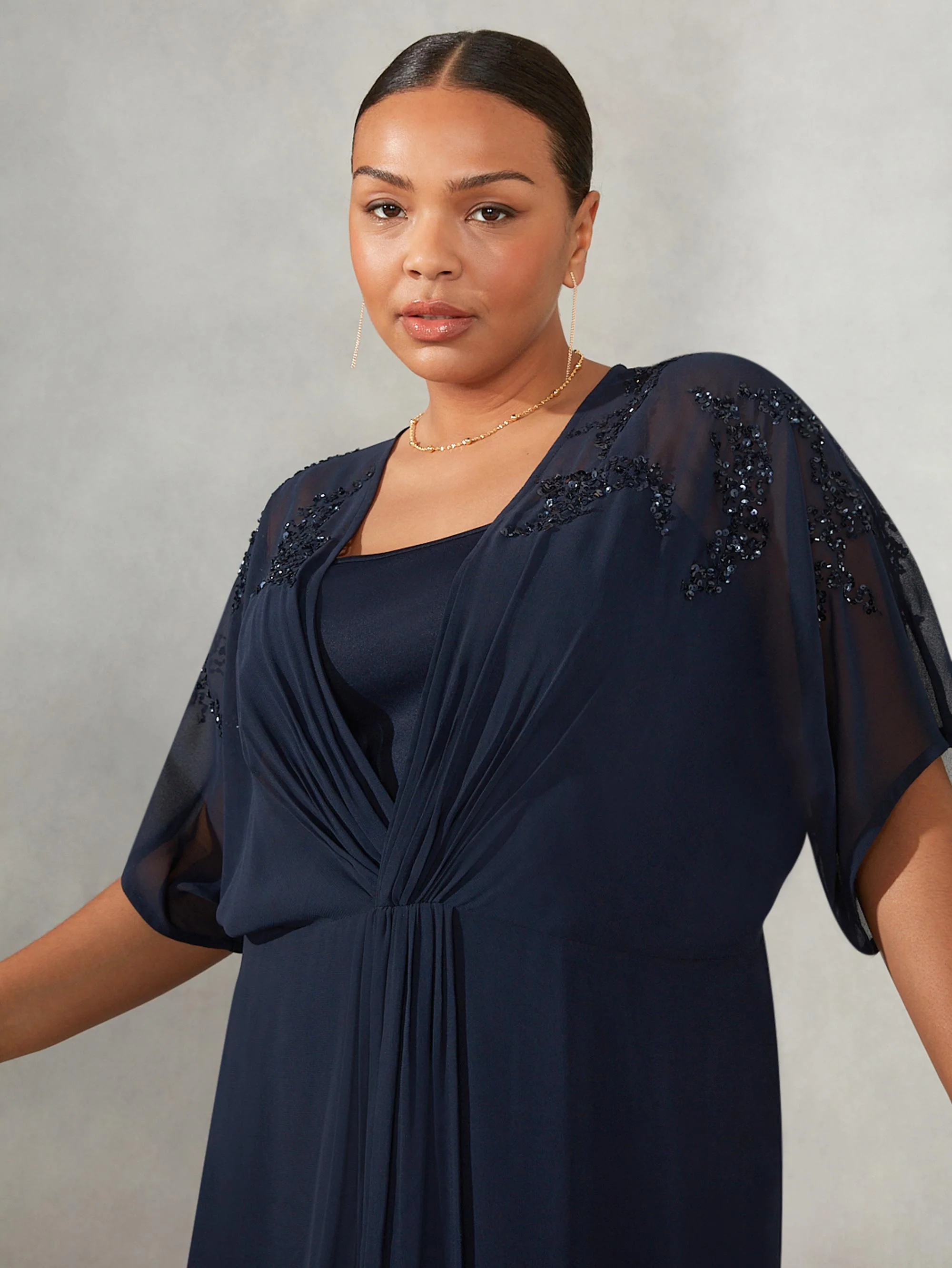 Navy Embellished Dress - Image 6
