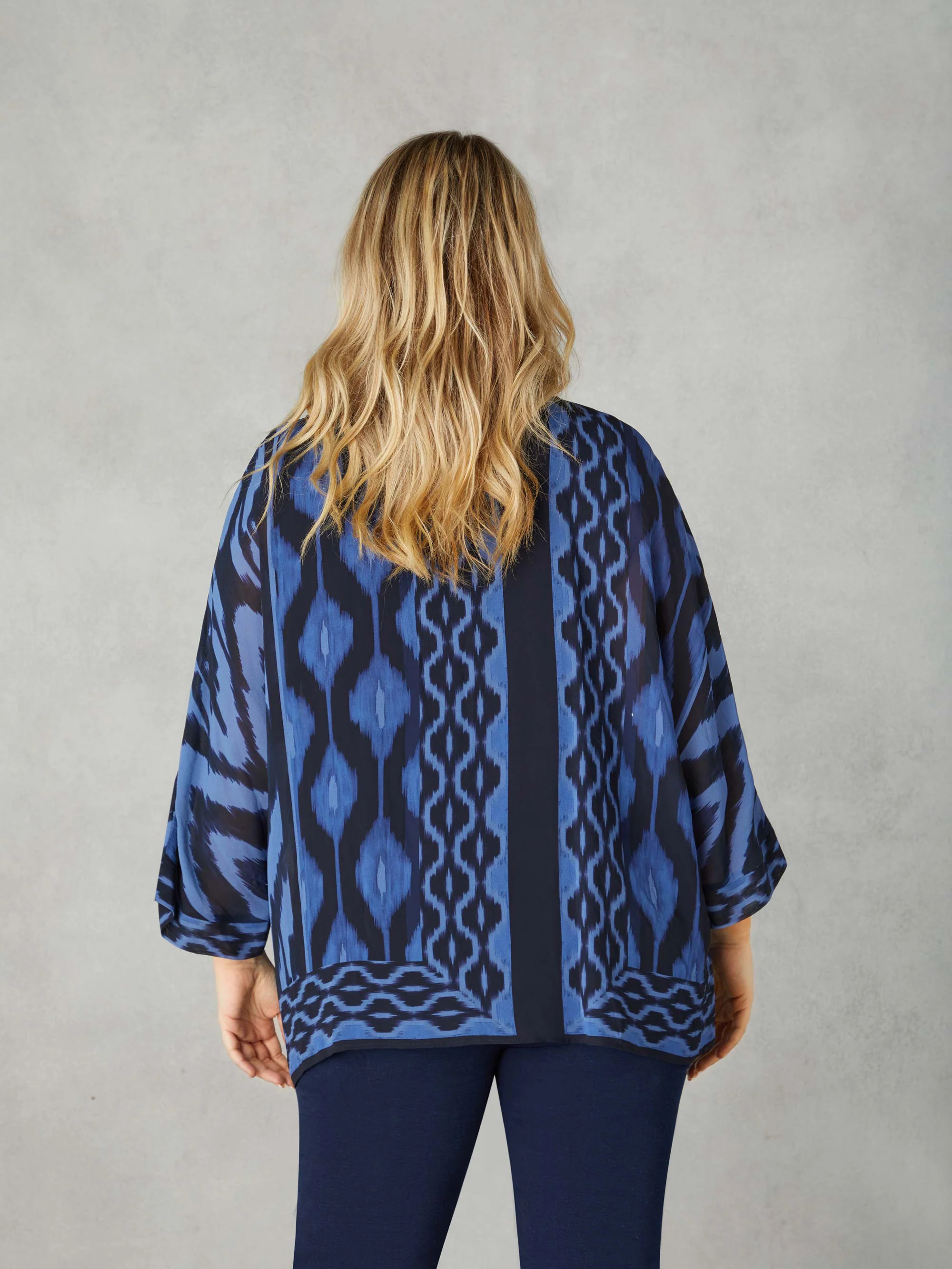 Navy Ikat Print Layered Top - Image 6