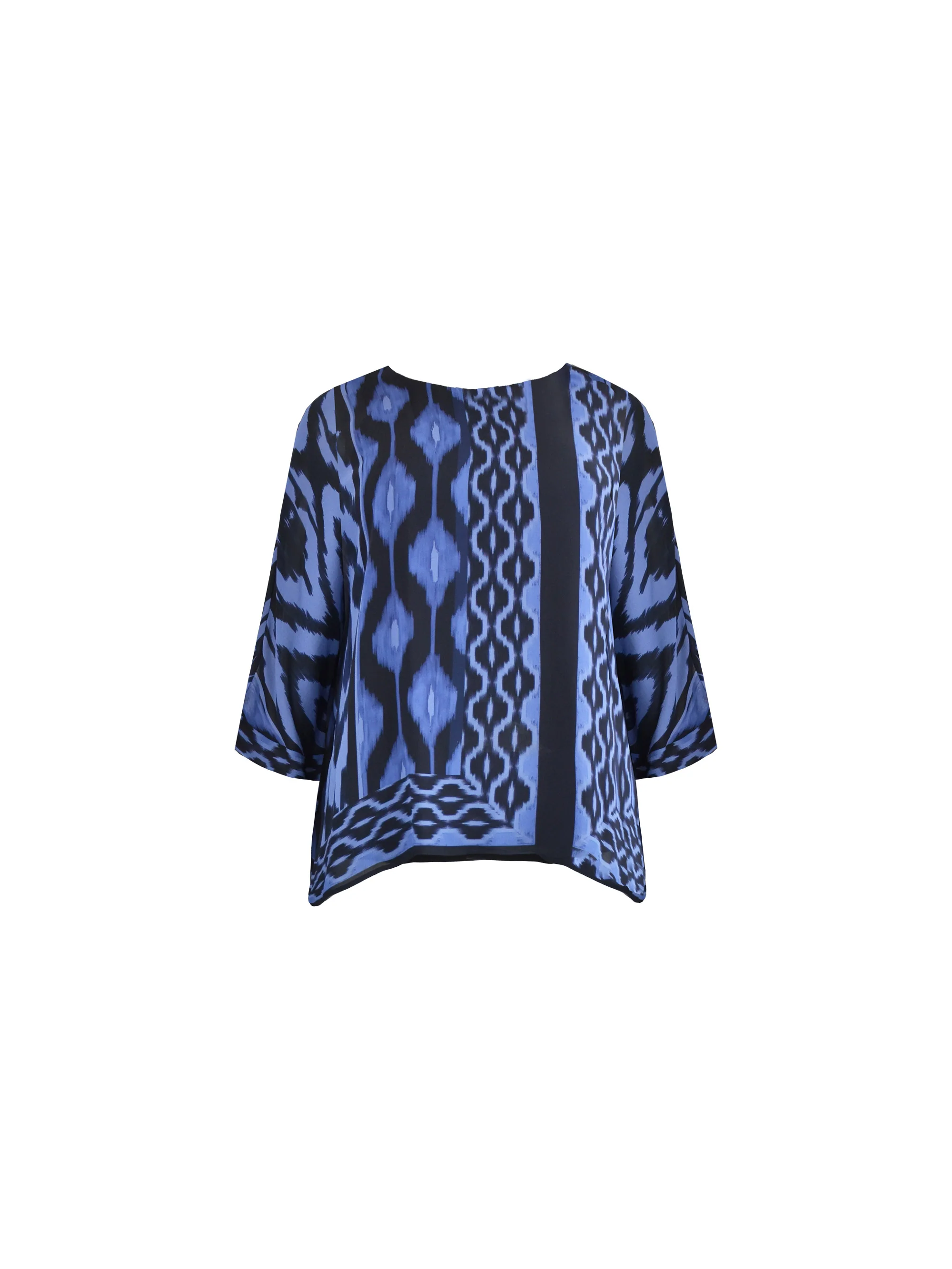 Navy Ikat Print Layered Top - Image 7