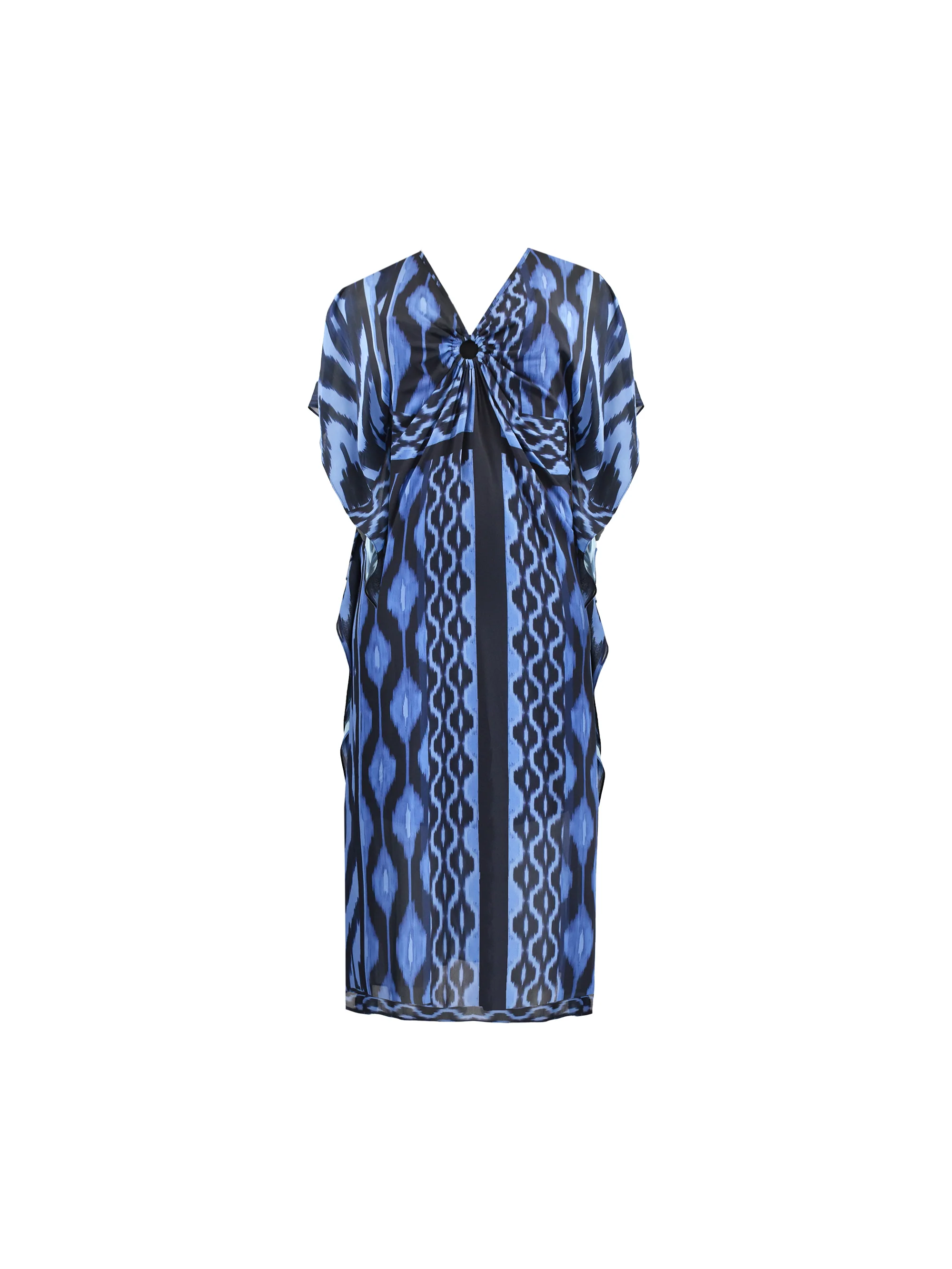 Navy Ikat Print Maxi Kaftan - Image 10