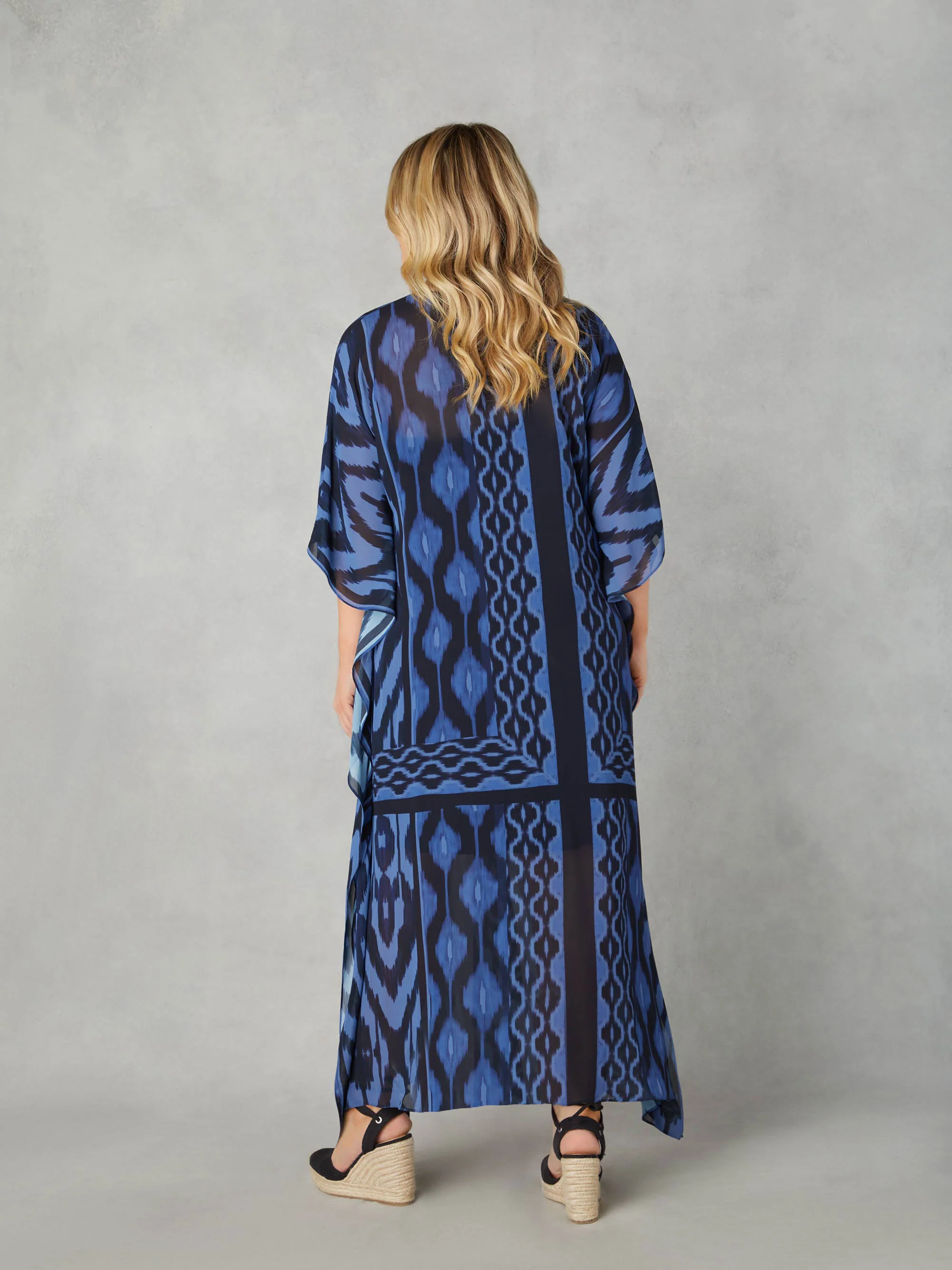 Navy Ikat Print Maxi Kaftan - Image 8