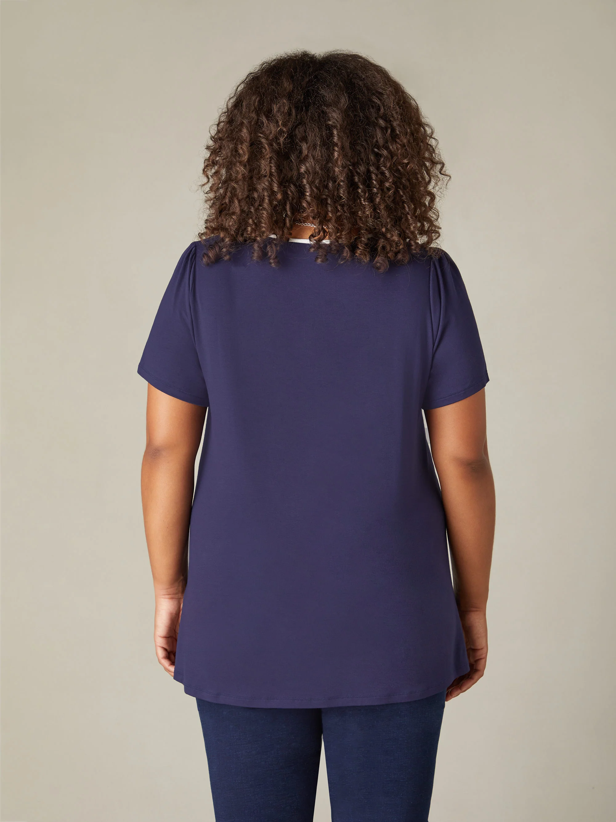 Navy Jersey Contrast Tie Top - Image 3