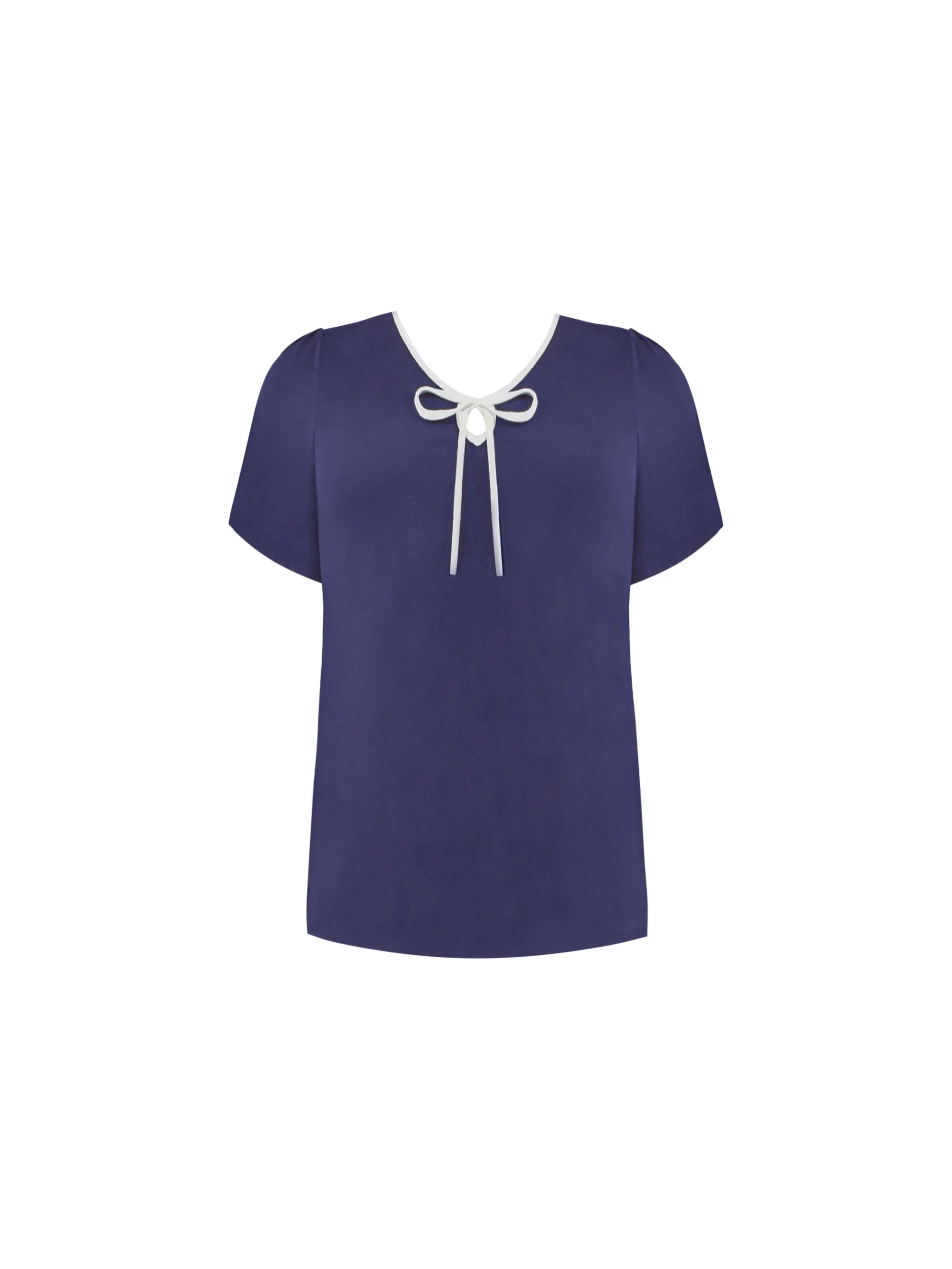 Navy Jersey Contrast Tie Top - Image 4