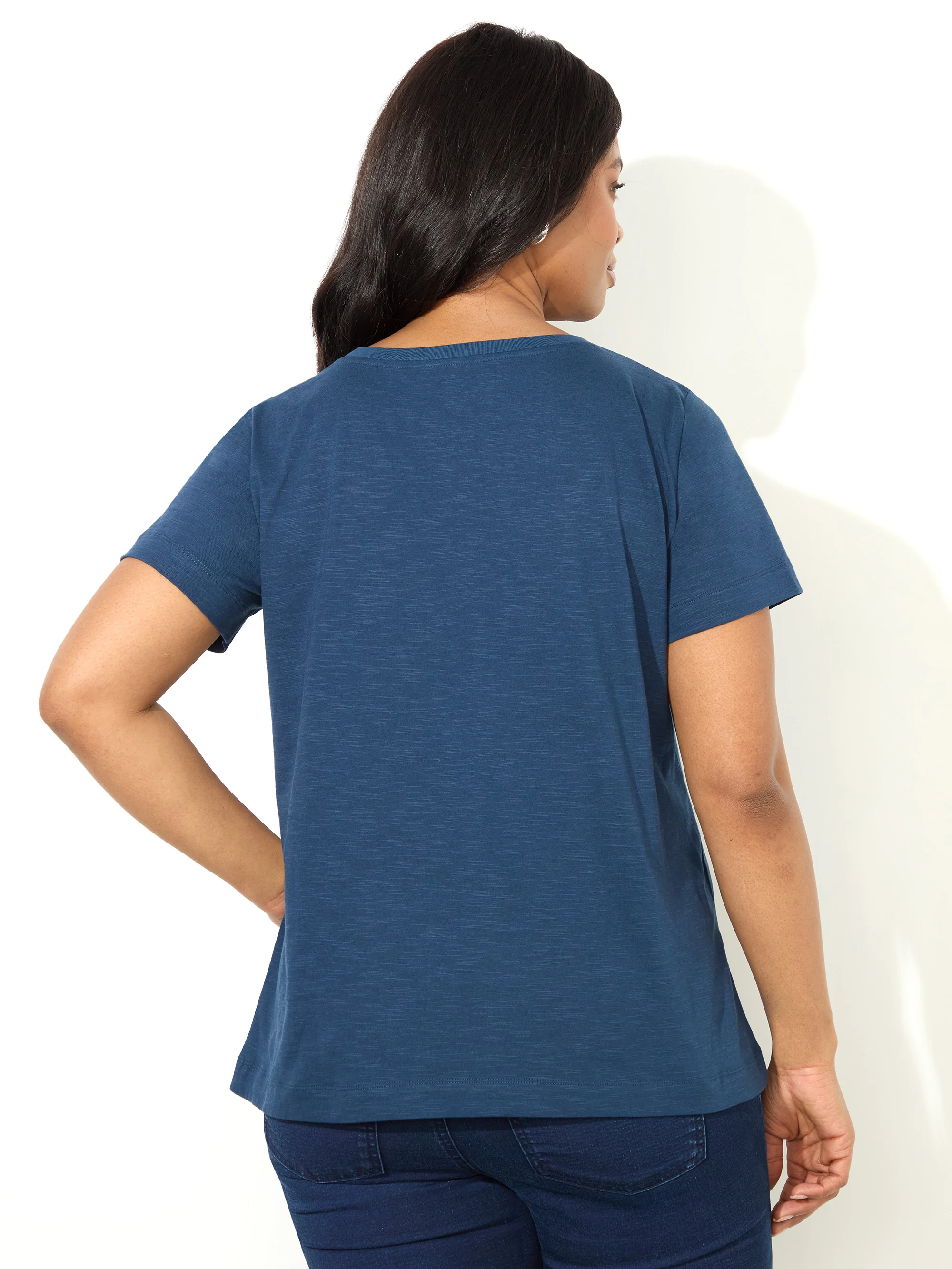 Navy Jersey Embroidered T - Shirt - Image 4