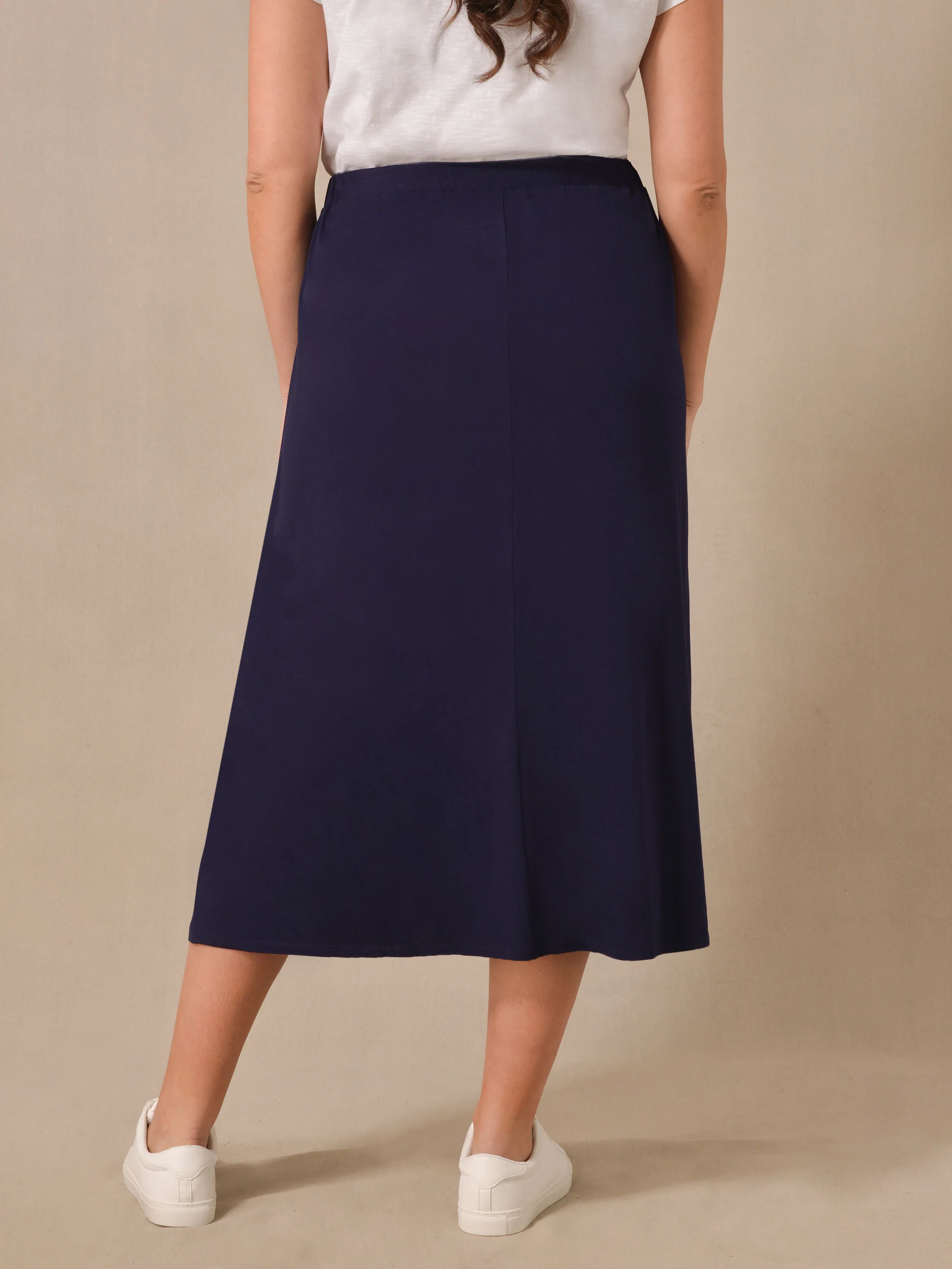 Navy Jersey Midi Skirt - Image 4