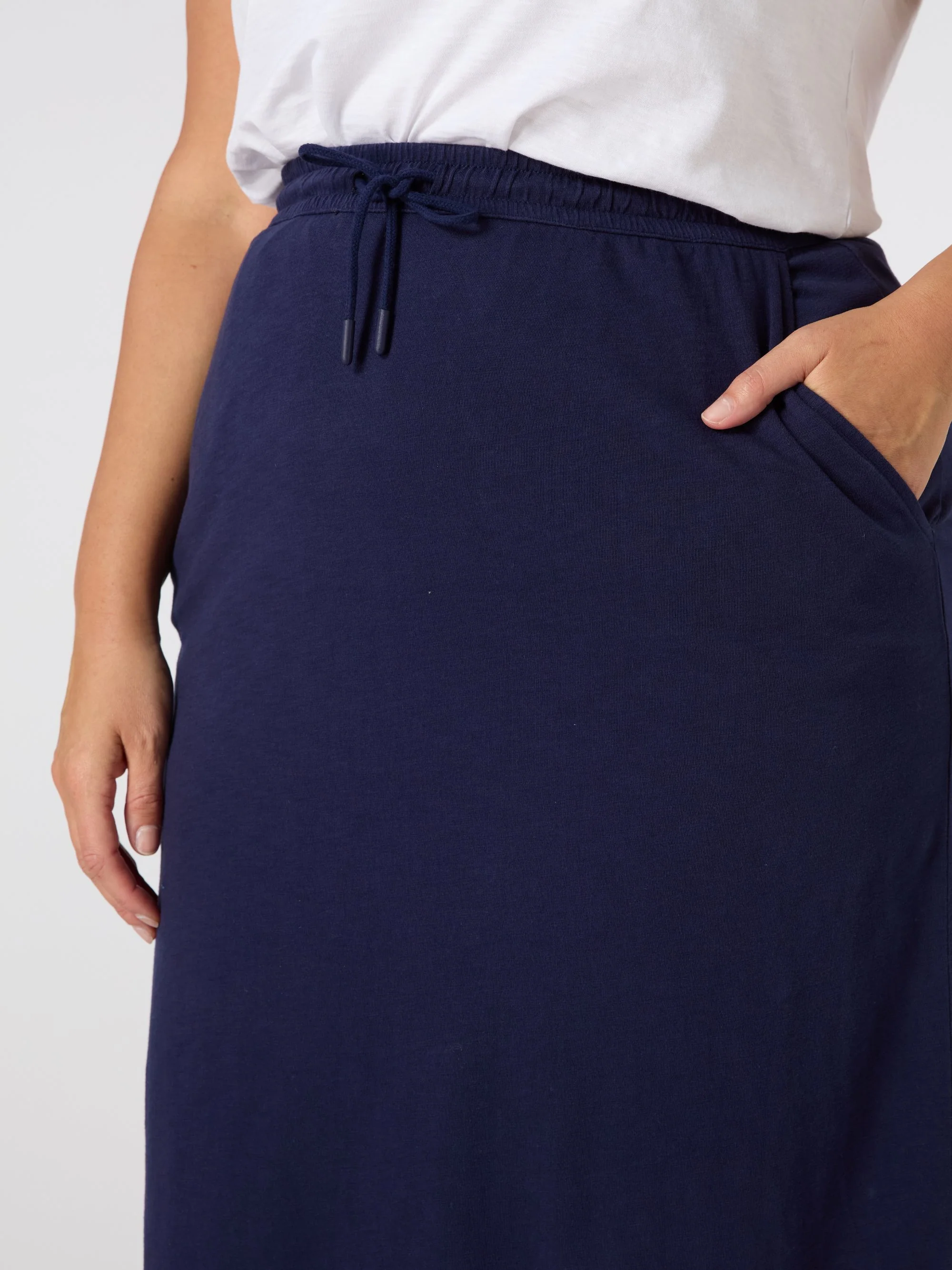Navy Jersey Midi Skirt - Image 2